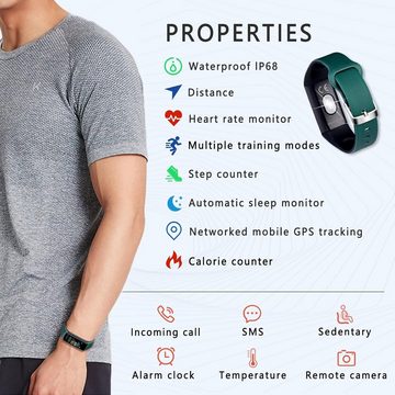 MicLee Smartwatch (0,96 Zoll, Android iOS), Fitnessuhr Armband Wasserdicht IP68 mit Schrittzähler Schlafmonitor