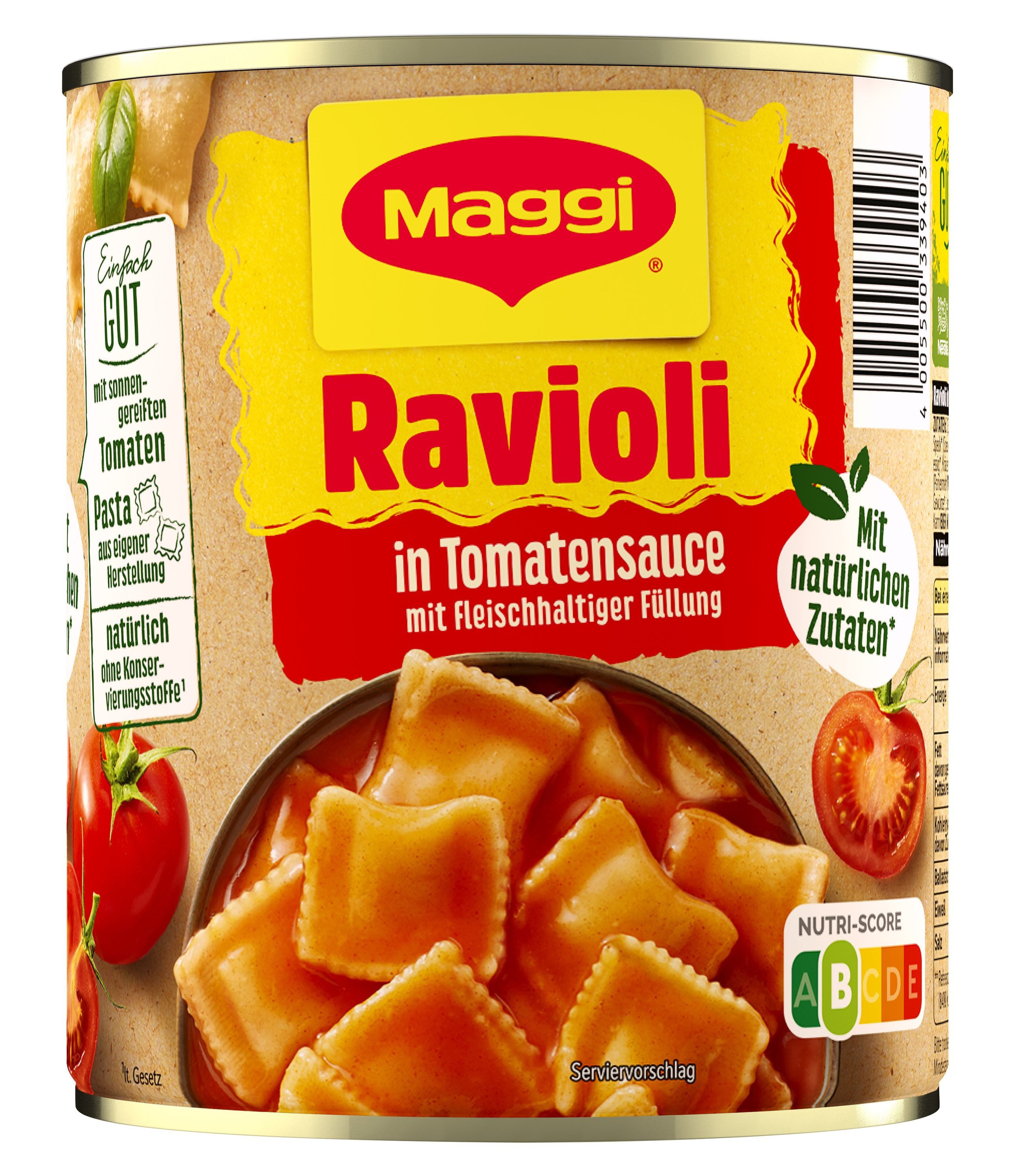 MAGGI Fertiggericht, Ravioli in Tomatensauce, 800 g