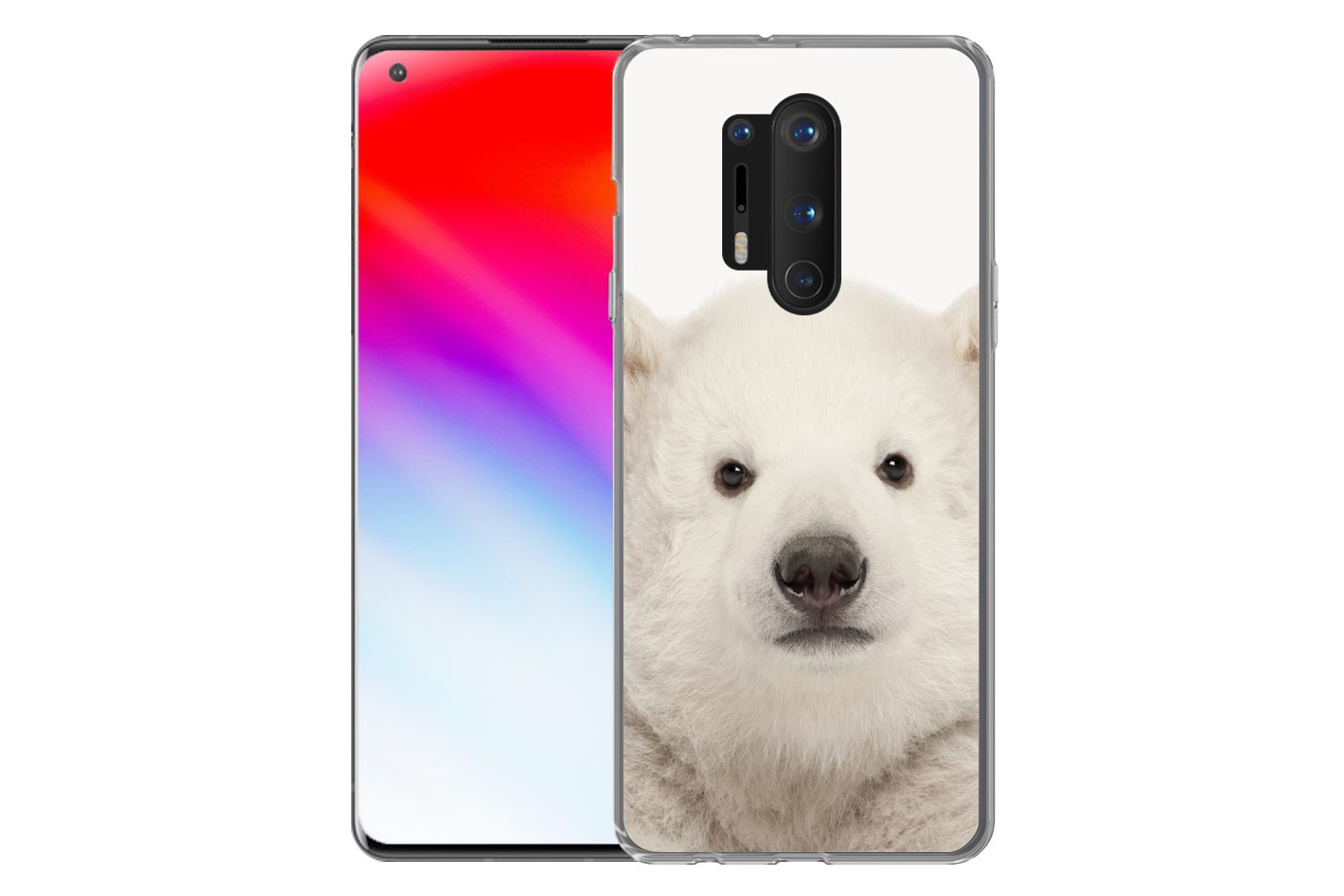 MuchoWow Handyhülle für OnePlus 8 Pro Eisbär - Tiere - Weiß - Kinder - Jungen - Mädchen, Phone Case, Silikon, Schutzhülle Dünn