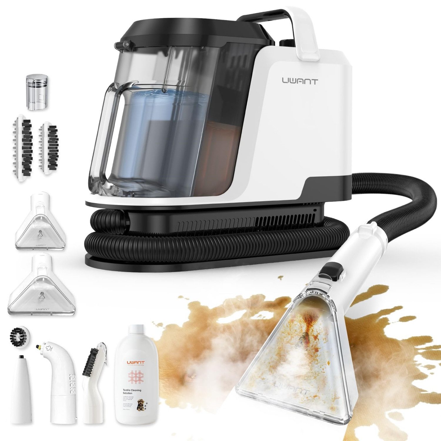 Insma Teppichreinigungsgerät 1750W 18000Pa 3-in-1 Dampfreiniger Waschsauger Nasssauger, mit 1,2L Frischwassertank und Schmutzwassertank für Sofa,Teppiche,Auto