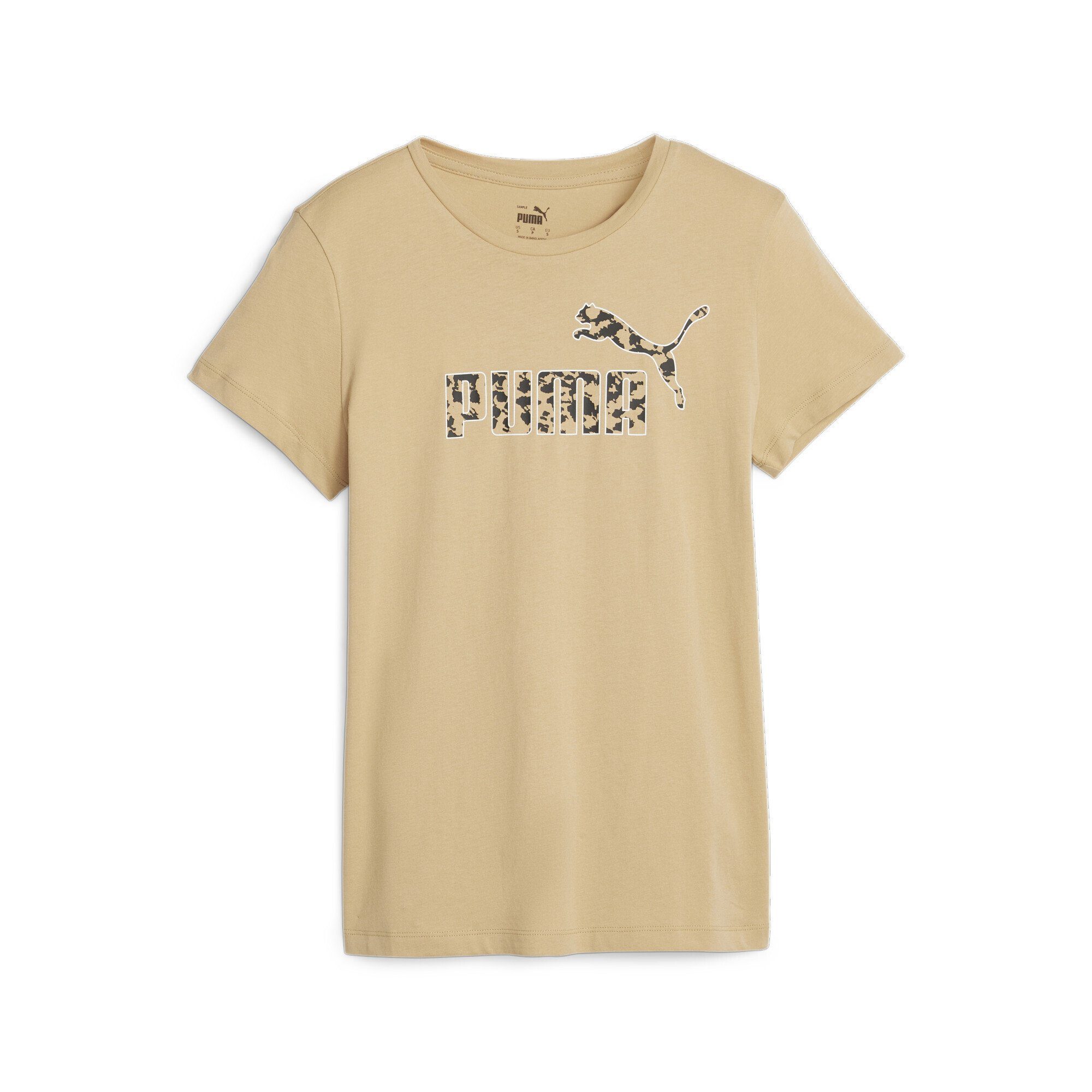 PUMA T-Shirt Beige ESS+ ANIMAL Damen Sand T-Shirt Dune