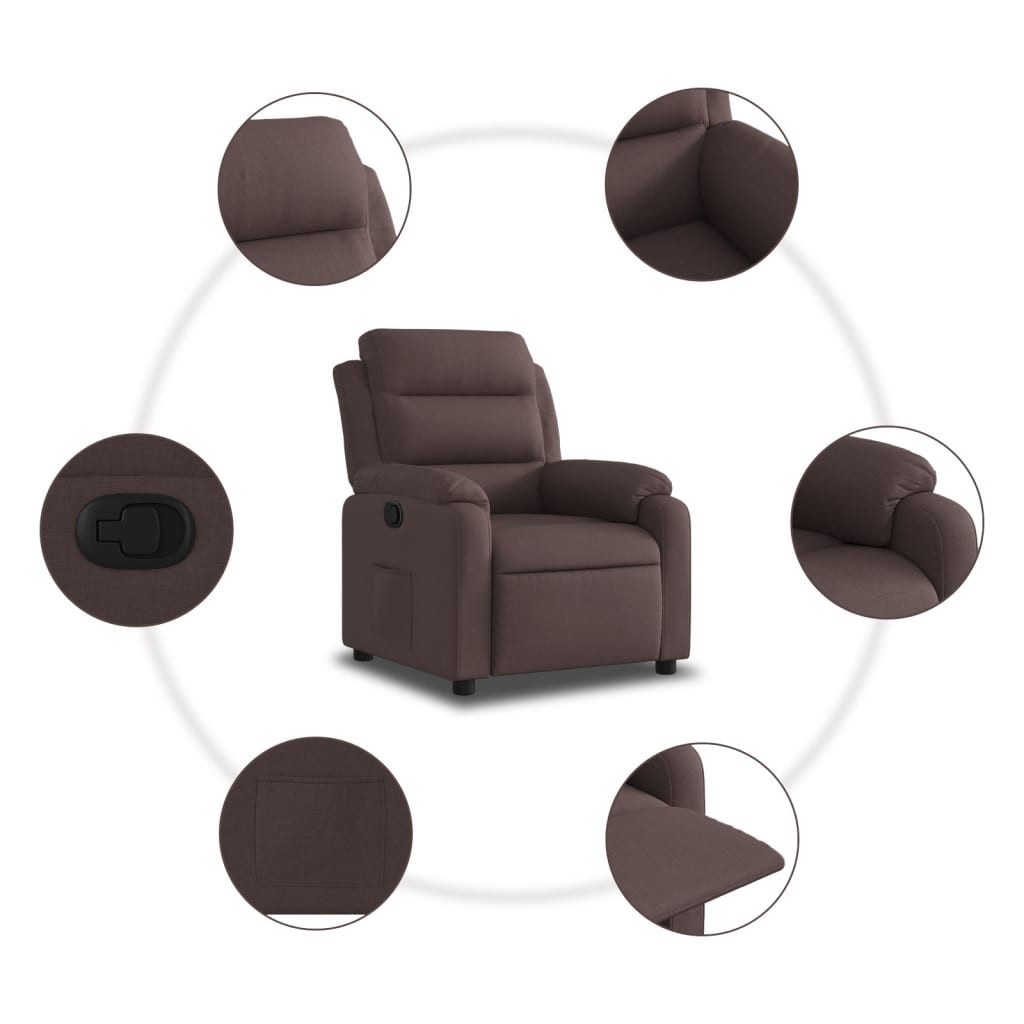 vidaXL Sessel Relaxsessel Dunkelbraun Stoff (1-St) – Bild 5 von 5