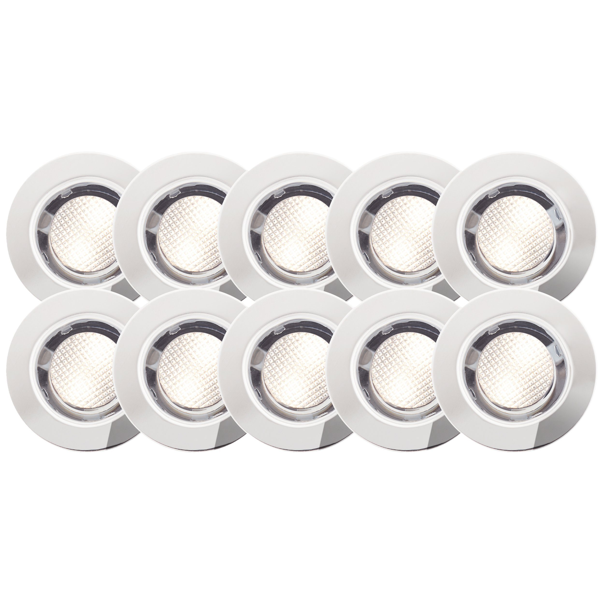 Lightbox LED integriert, LED - Einbaulampen spritzwassergeschützt mit Einbauleuchte, Licht fest 10er warmweißem warmweiß, Set