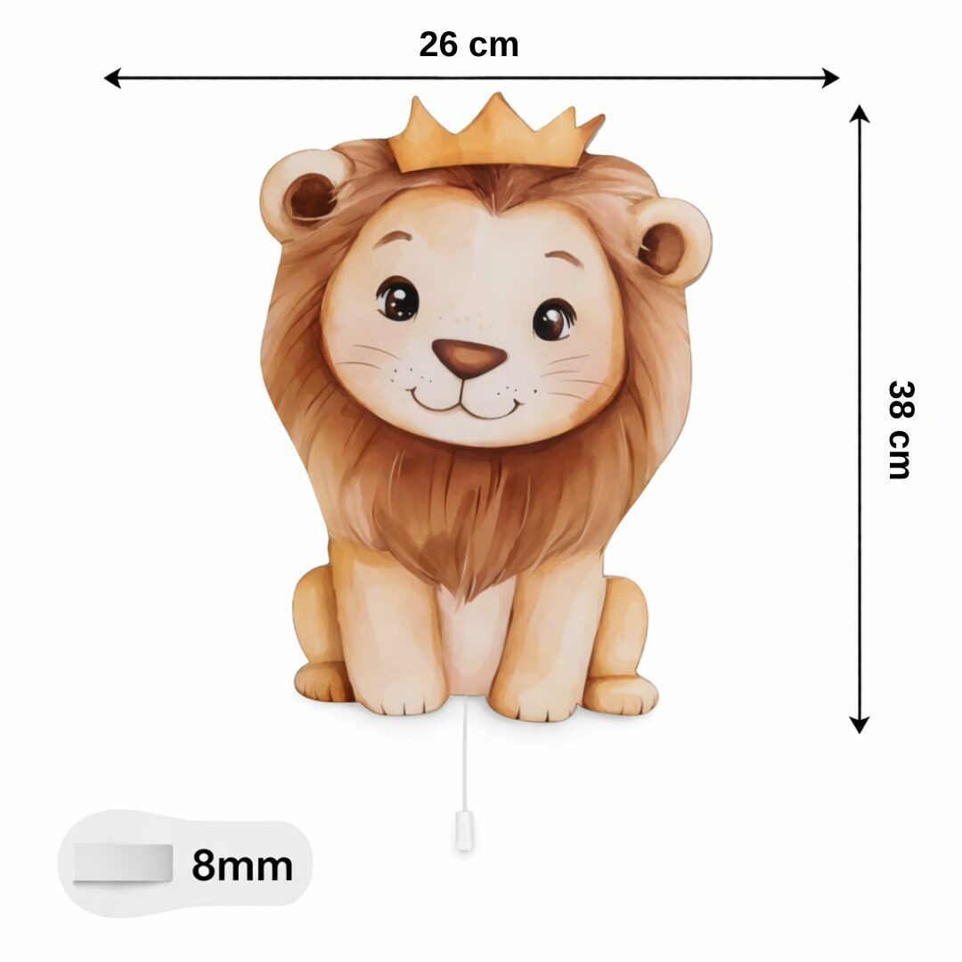 COZYCOLLECTIONS LED Wandleuchte Löwe mit Krone LED-Nachtlicht Braun Gold, LED, Warmweiß, Montessori-inspiriertes Nachtlicht mit sanftem Wohlfühllicht