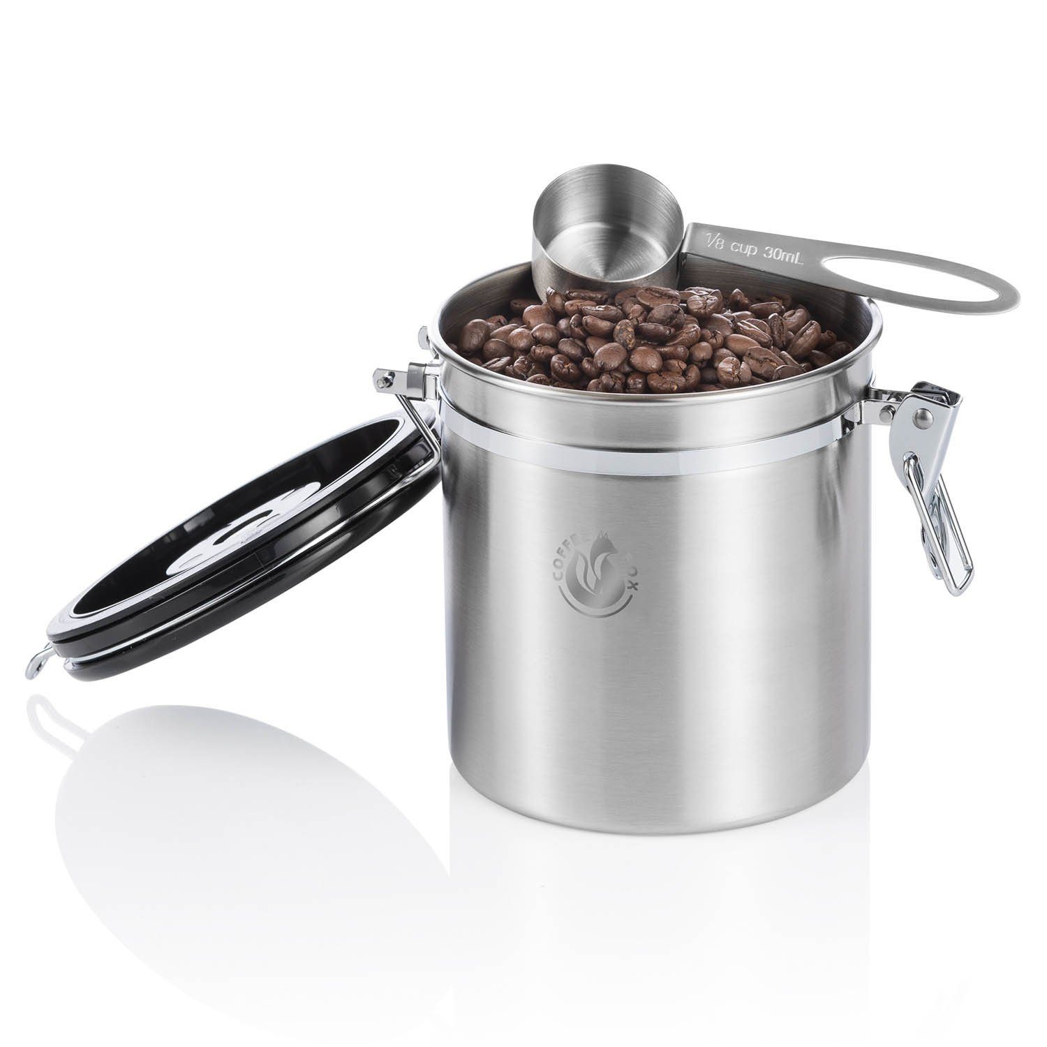 Edelstahl, Coffee (Vakuumdose), Klein Fox Vorratsbehälter (900 Luftdicht Teedose Kaffeedose Vakuum ml) Vorratsdose,
