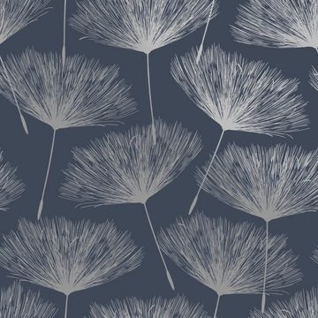 DUTCH WALLCOVERINGS Fototapete Tapete Fleur Marineblau und Grau, (1 St)