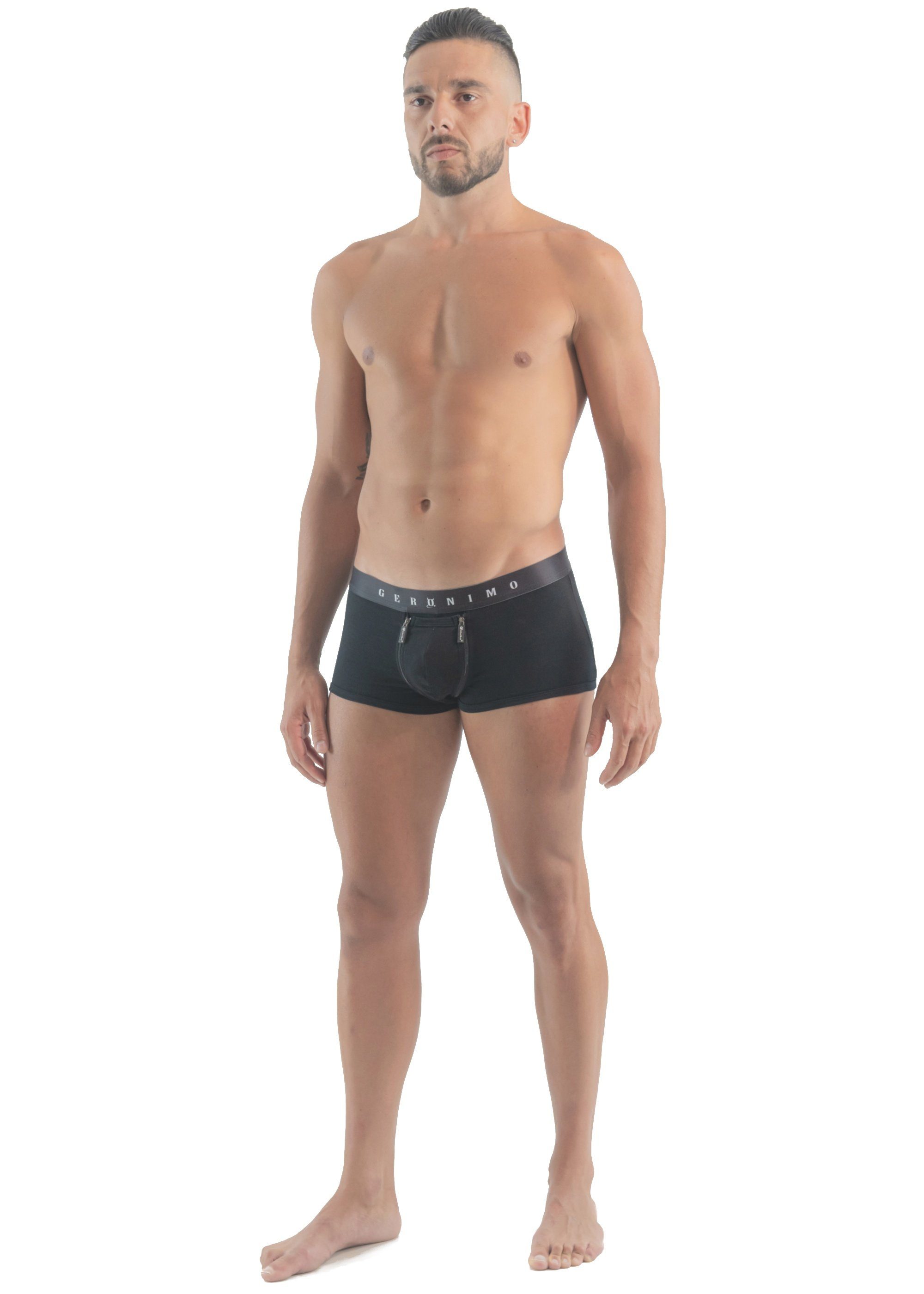 Geronimo Boxershorts Erotic Push (Mini-Boxer, or mit 1-St) erotisch Black Zipp Reißverschluss Boxer