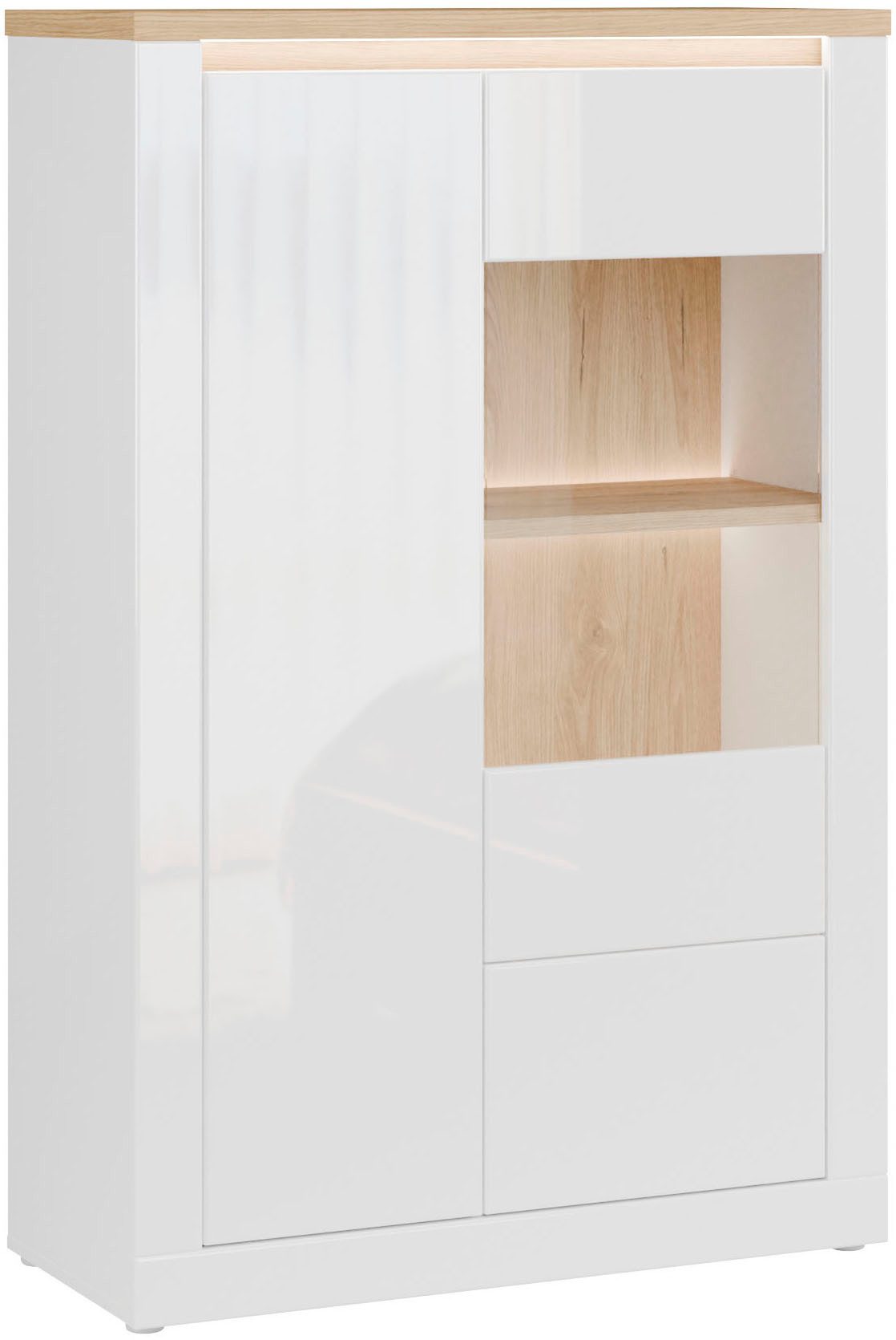 FORTE Highboard Highboard 1T/1SK/1GT, B/H/T 96,4/147,4/41,6 cm, Front glänzend, Glas