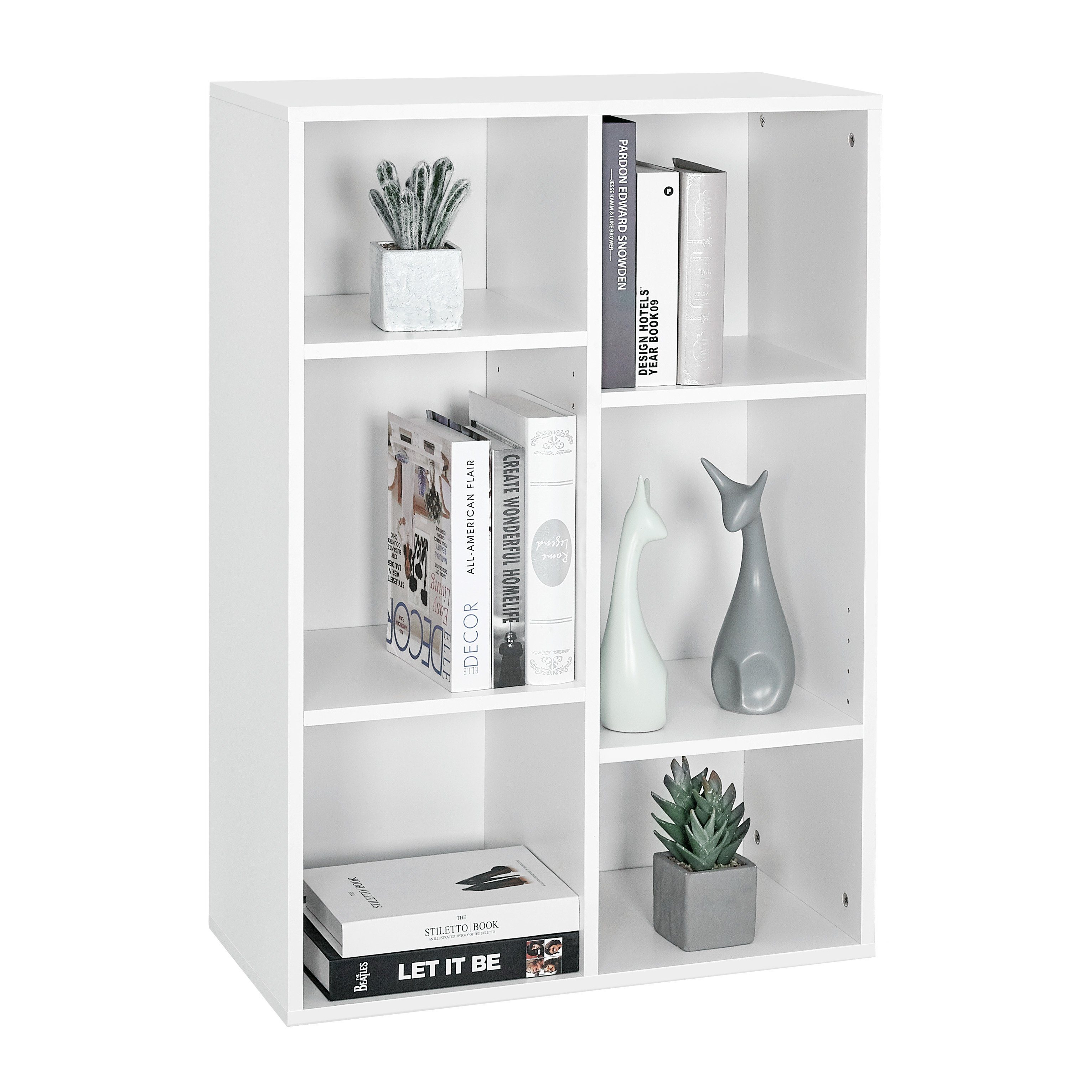 Mondeer Bücherregal Bücherschrank, Würfelregal, Standregal, mit 6 Fächern, Weiß – Bild 3 von 5