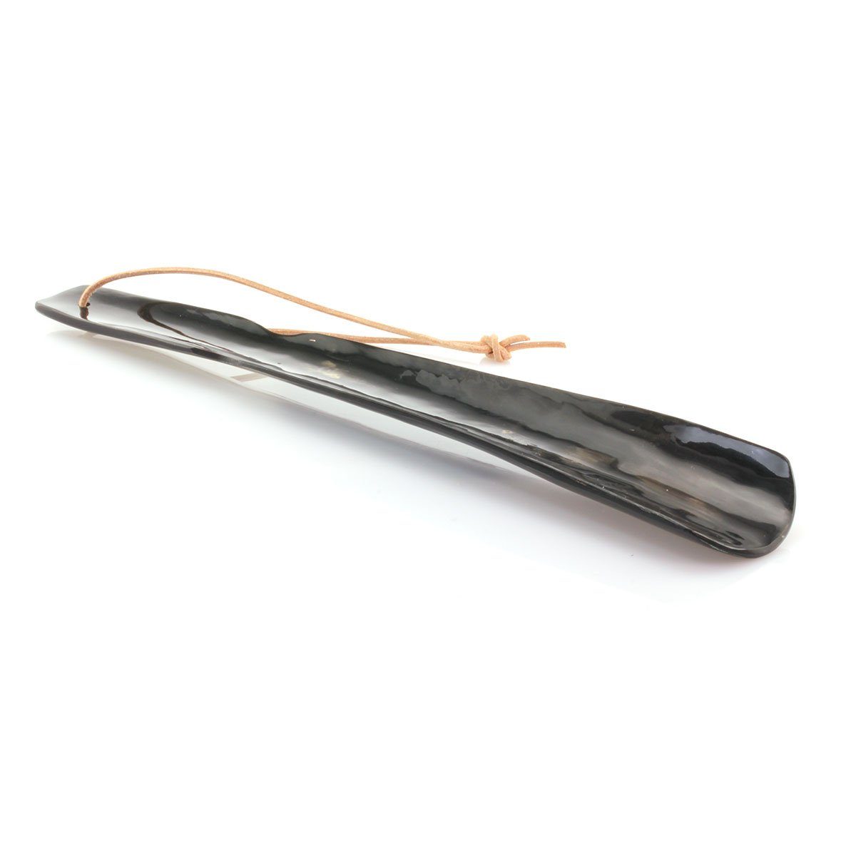 Schuhlöffel telmo Schuhanzieher Wasserbüffel Naturhorn mit Lederband 15 - 63 cm