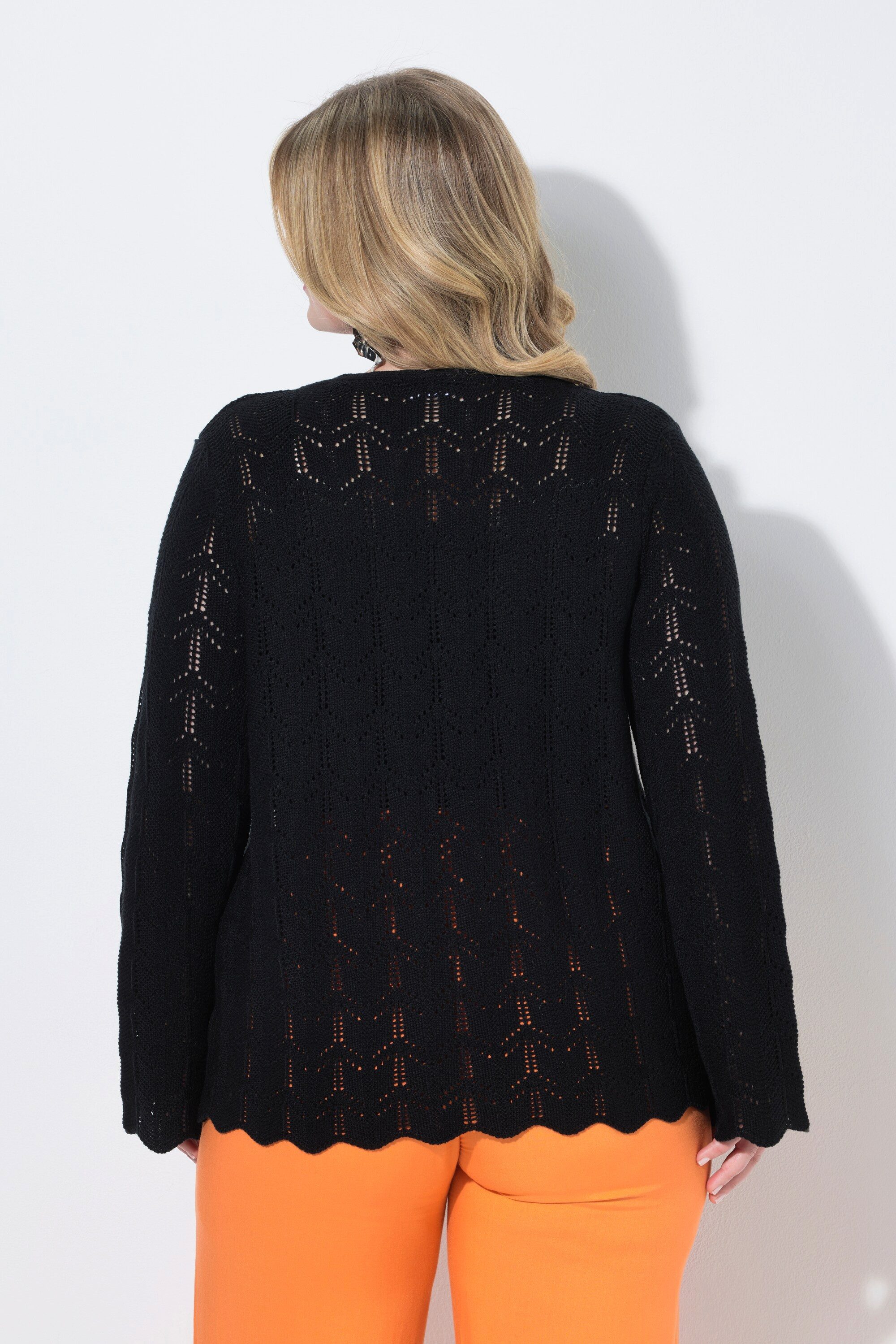 MIAMODA Strickjacke Strickjacke gerade Passform Ajourstrick Langarm