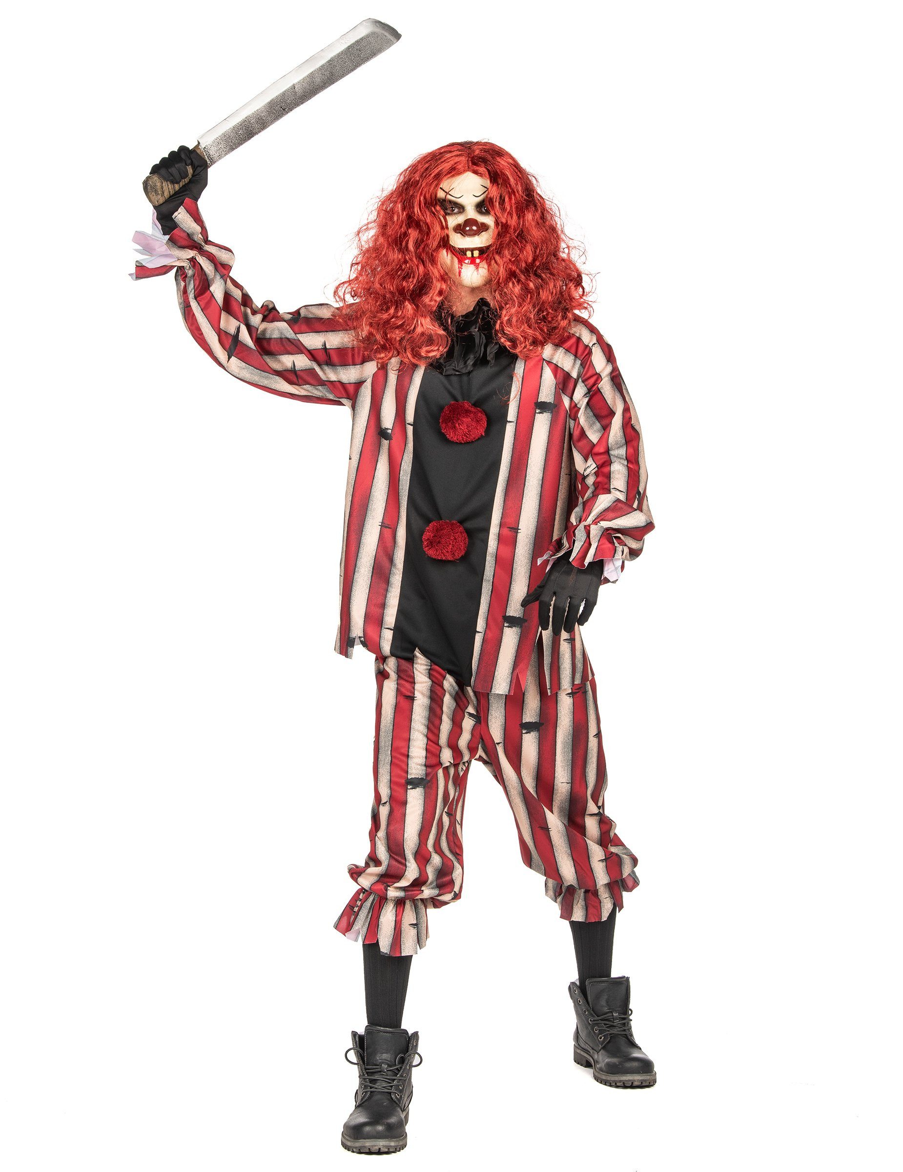 California Costumes Kostüm Dämonisches Clown-Kostüm für Herren Halloween-Kostüm rot-grau