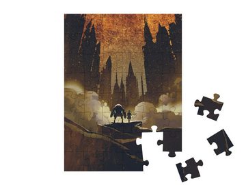 puzzleYOU Puzzle Digitale Kunst: Das Mädchen und der Roboter, 48 Puzzleteile, puzzleYOU-Kollektionen Illustrationen