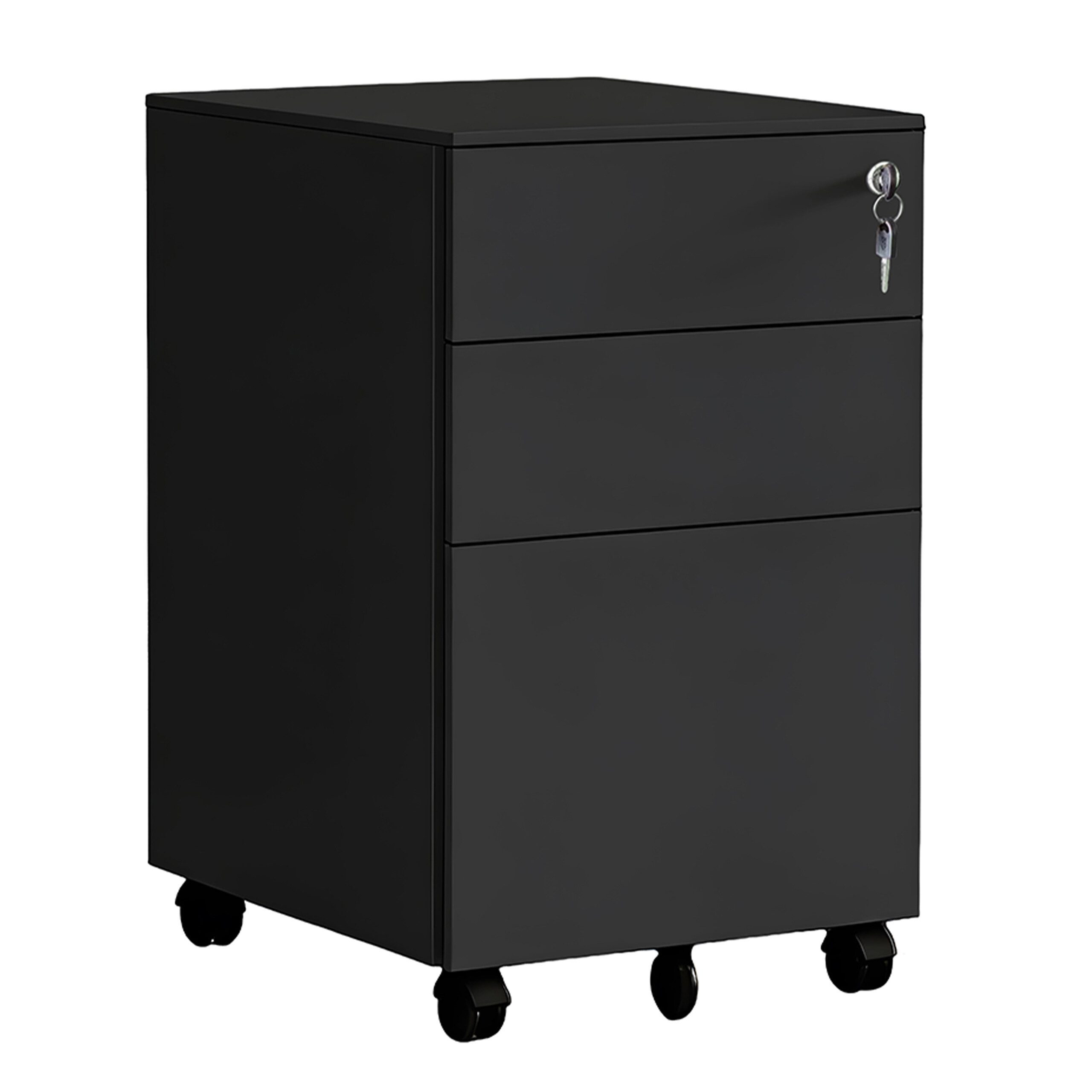 relaxdays Rollcontainer Abschließbarer Rollcontainer aus Metall, schwarz