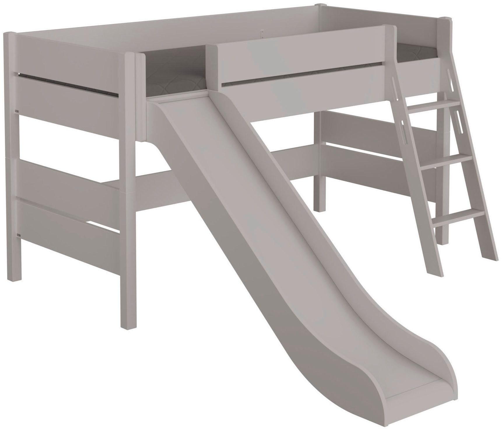 PAIDI Spielbett TIAGO in verschiedenen Größen und Farben, mit Leiter und Rutsche (Höhe 120 cm, 120kg Tragkraft, 5 Jahre Garantie), Rausfallschutz, geprüfte Sicherheit, umbaubares Bett mit Massivholz