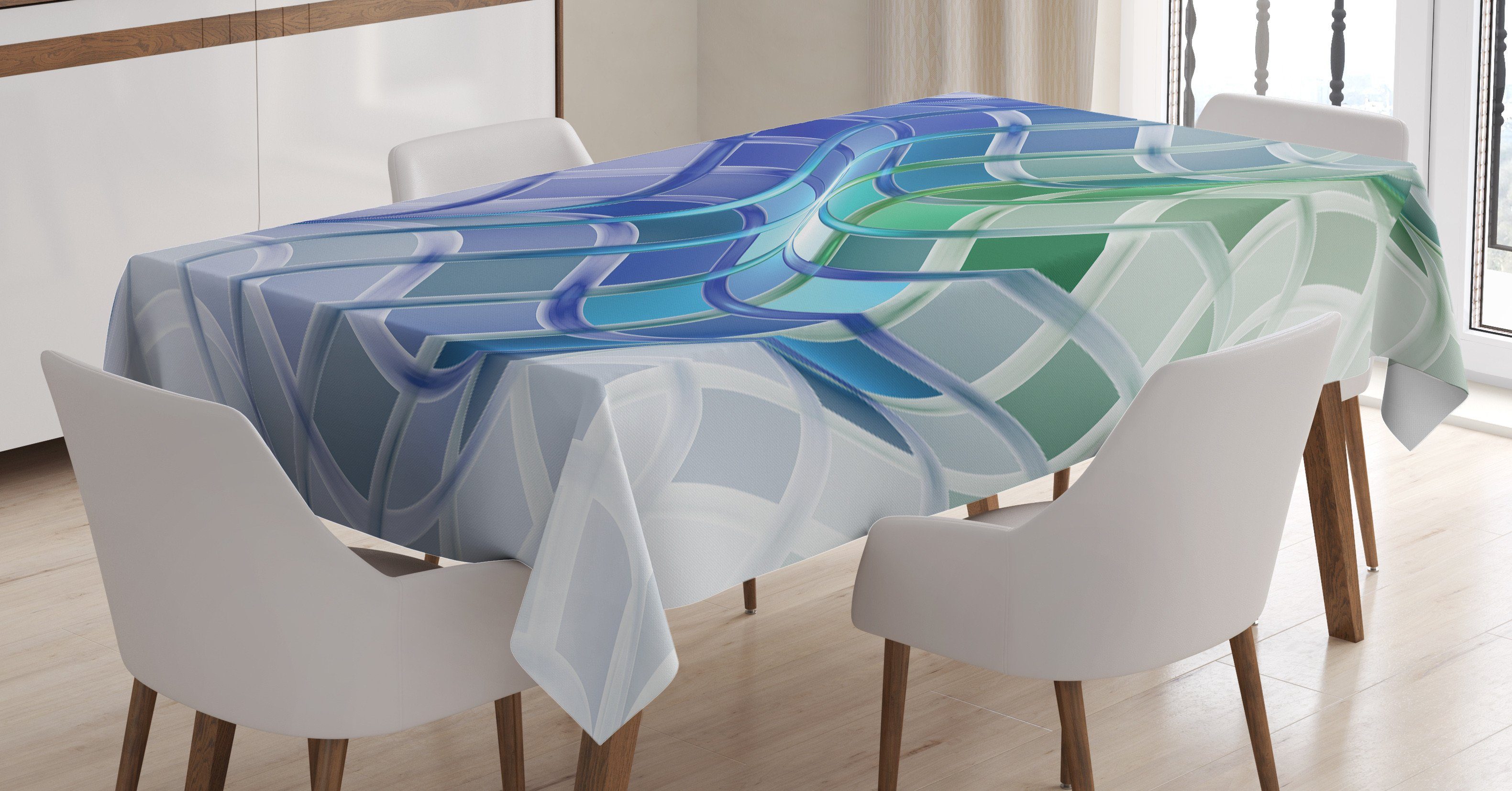 Abakuhaus Tischdecke Farbfest Waschbar Für den Außen Bereich geeignet Klare Farben, trippy Abstrakte Wellenförmige Squares