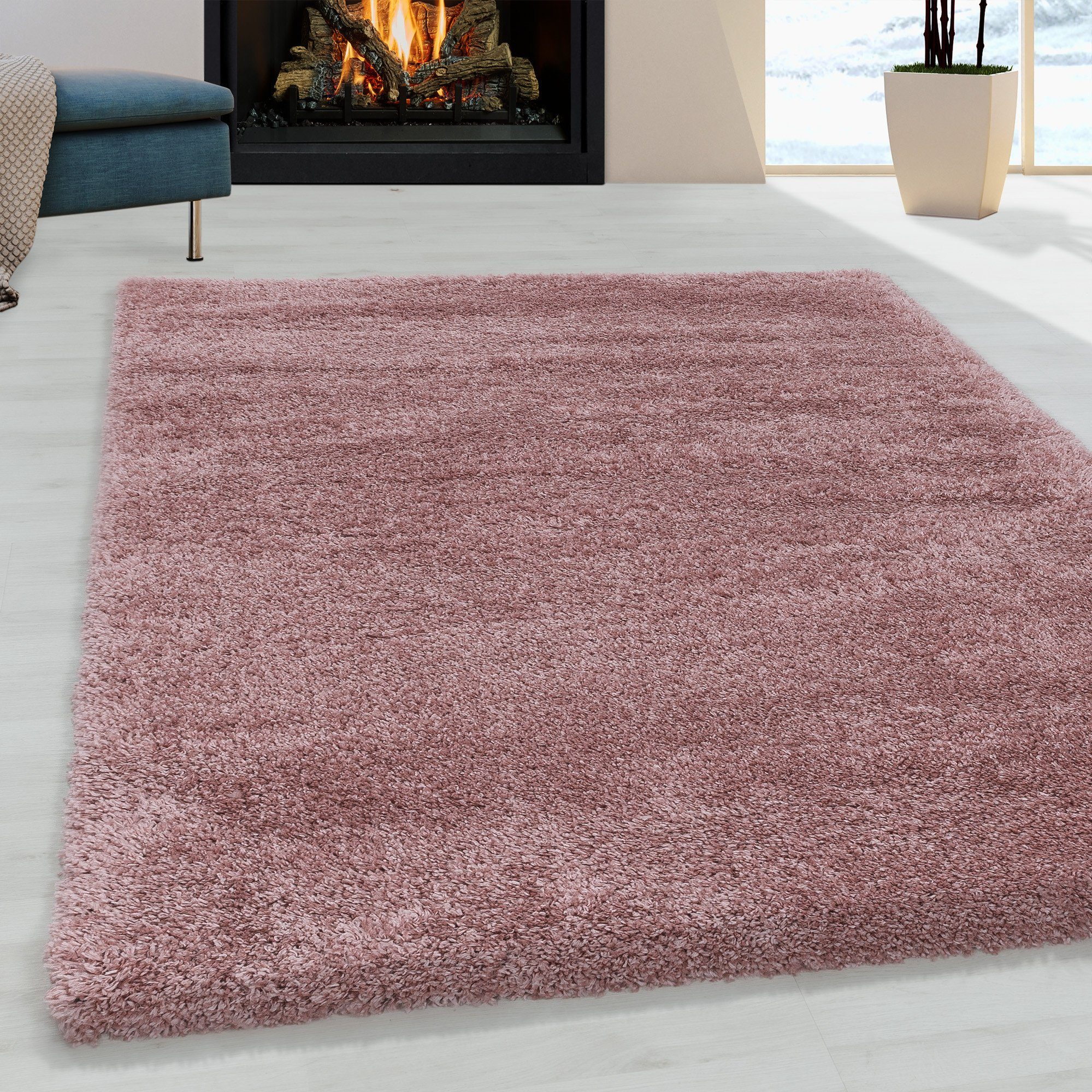 Hochflor-Teppich Hochflor-Teppich moderner, für Schlafzimmer, Wohnzimmer, Büro, Giantore, rechteck, Höhe: 30 mm rosa