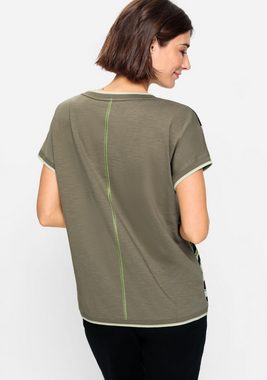 Olsen Rundhalsshirt mit Blätterprint auf der Vorderseite