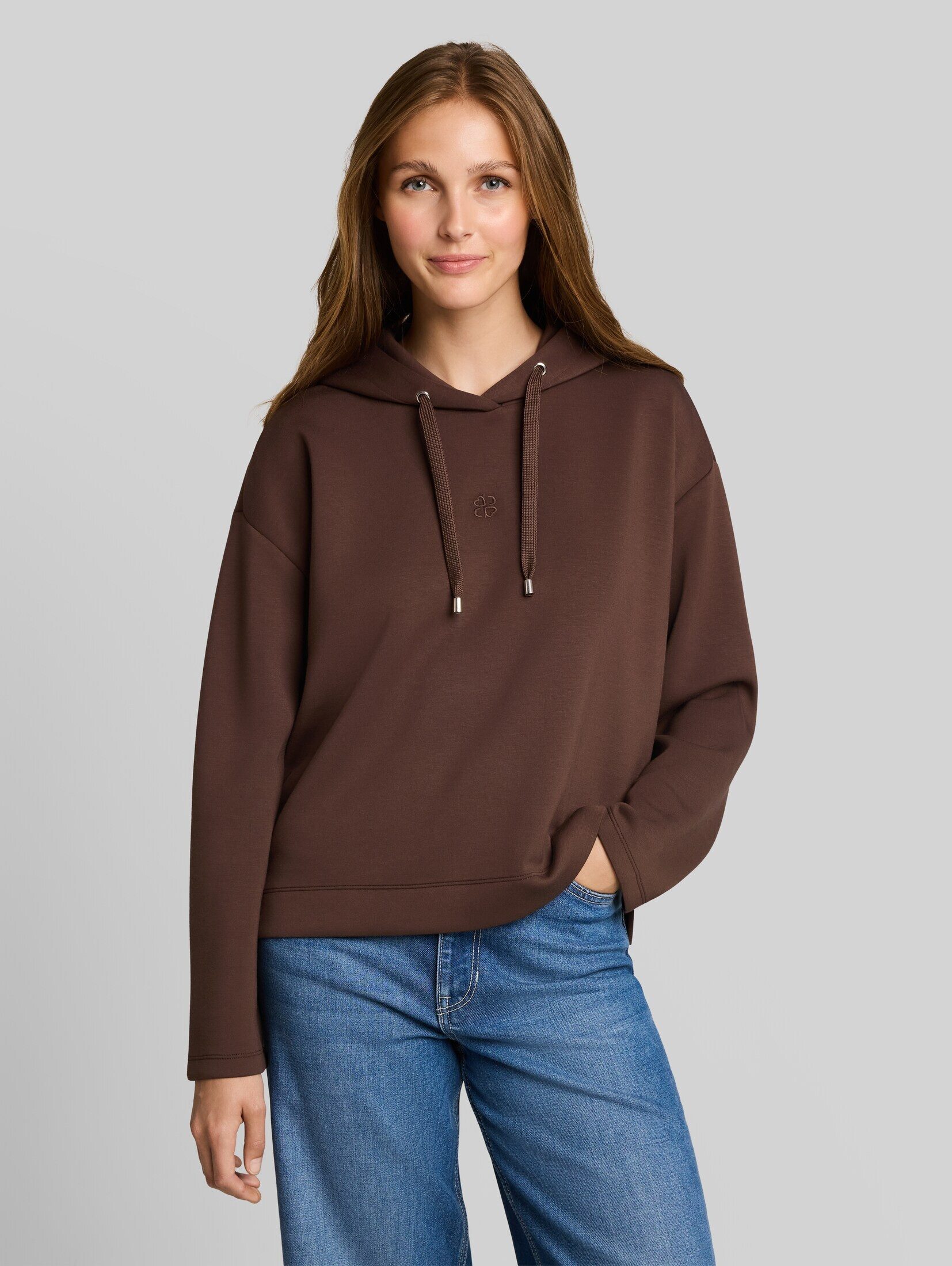 TOM TAILOR Denim Sweatshirt Strick & Sweatshirts Loose Fit Scuba Hoodie Sweatshirt mit Stickerei
