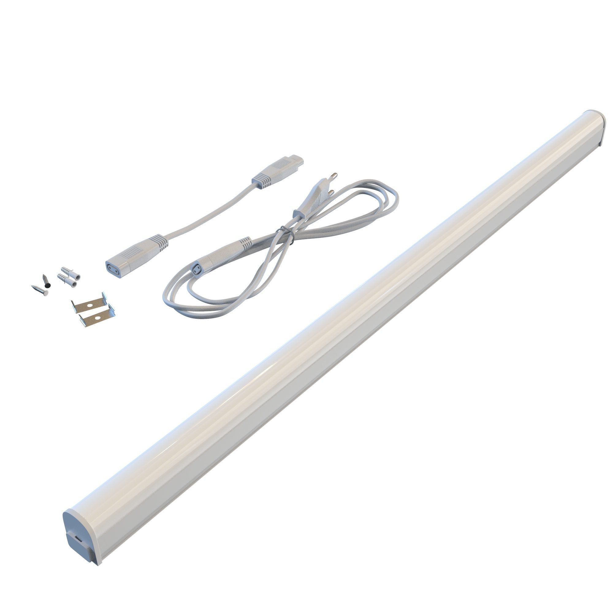 Briloner Leuchten LED Unterbauleuchte 2379-086, An-/Ausschalter,  erweiterbar, Steckerkabel, LED fest verbaut, Neutralweiß, LED Lichtleiste,  58,5x2,2x3cm, Weiß, 8W, Küche, Schrank, Unterschrank, Geeignet als Küchen-  und Schrankunterbauleuchte