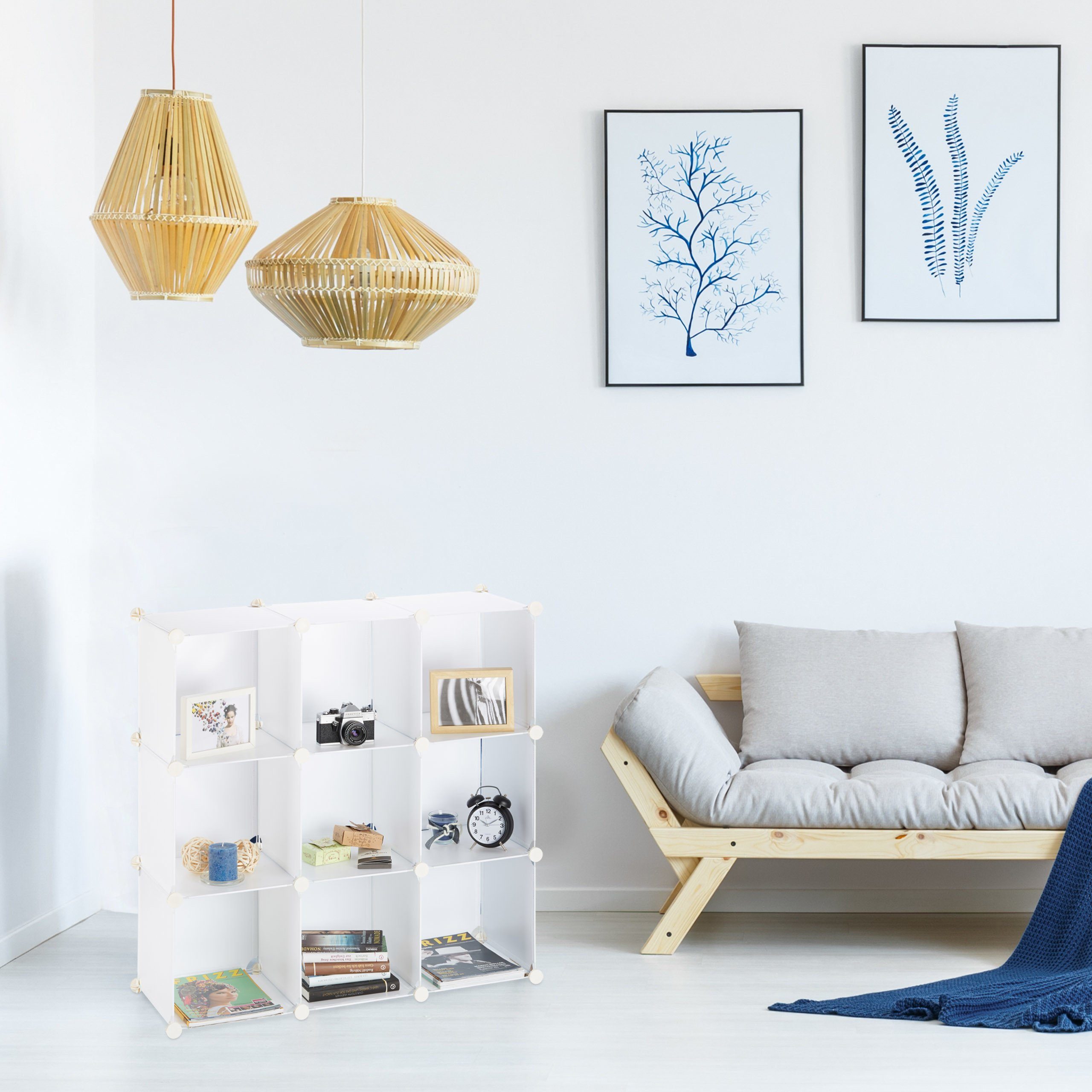 relaxdays Steckregal Regalsystem 9 Fächer, Weiß günstig online kaufen