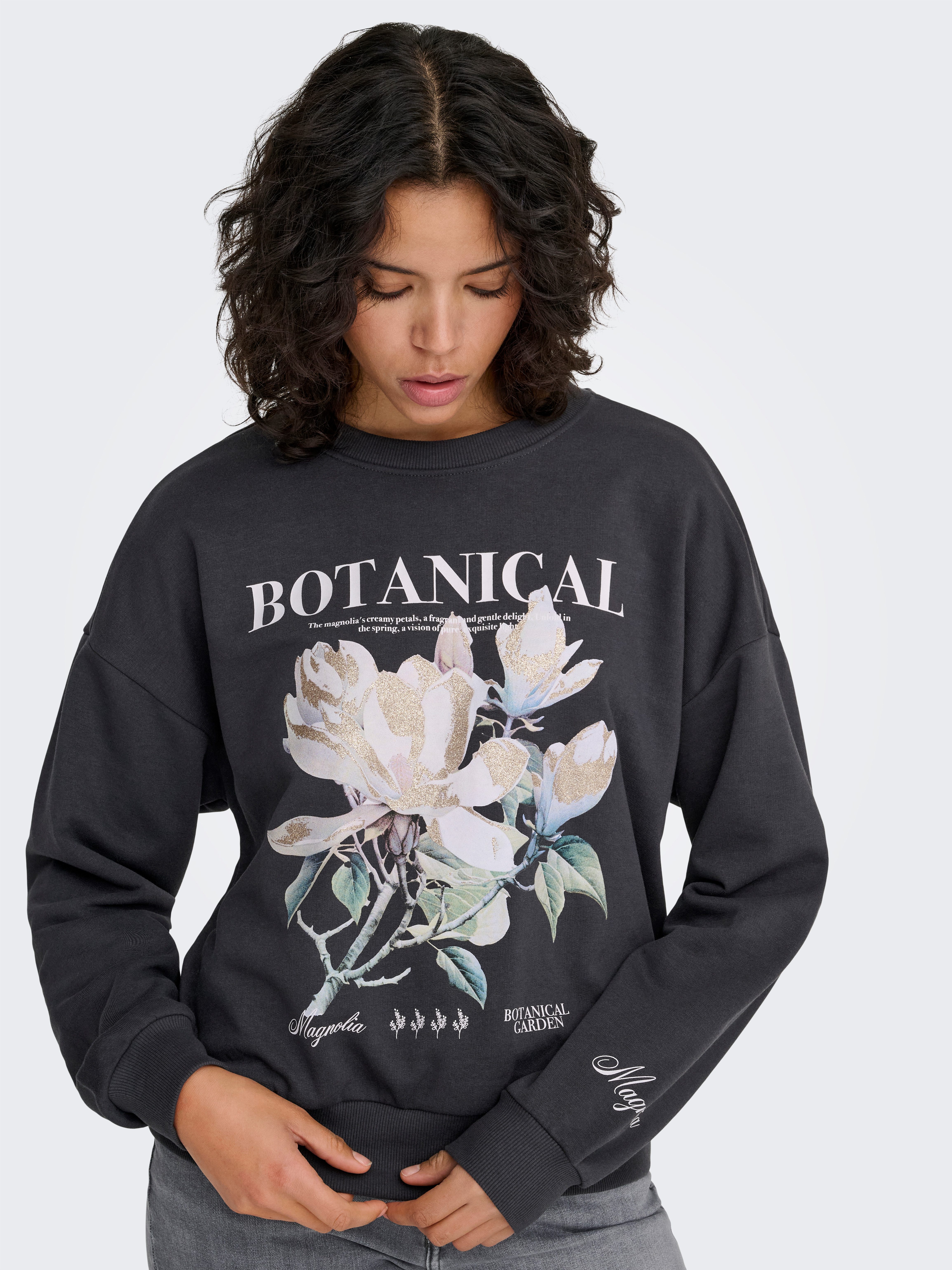ONLY Sweatshirt ONLFLEUR L/S O-NECK BOX UB SWT Baumwollmischung, oversize, Rundhals
