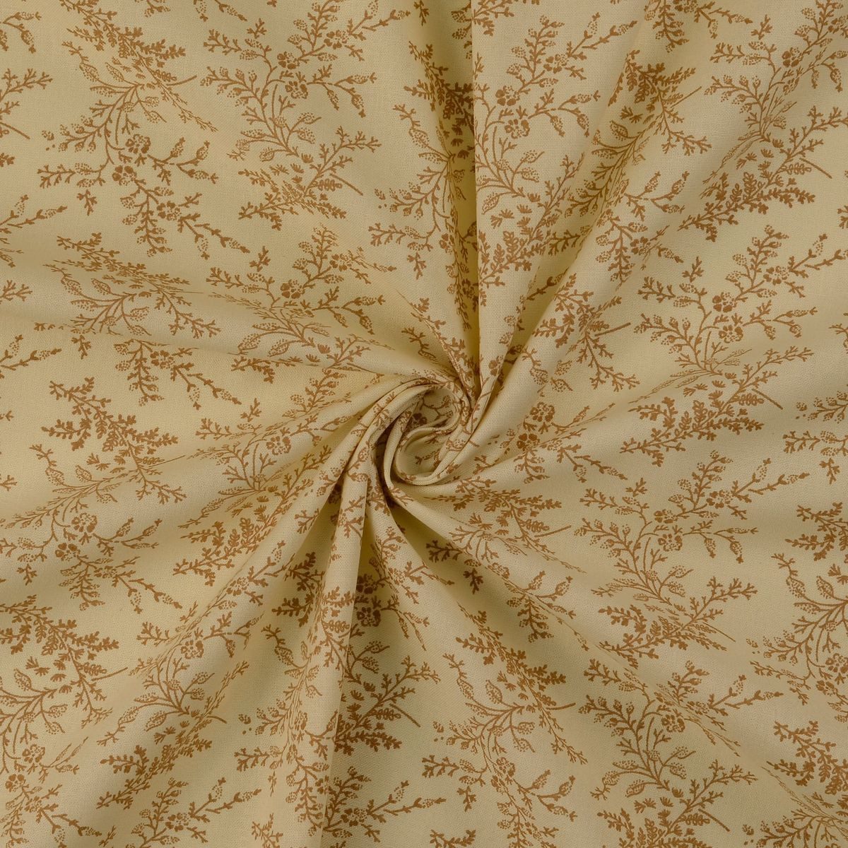 SCHÖNER LEBEN. Stoff Baumwollstoff Popeline Blumen Blätter Romantic Garden Beige, allergikergeeignet