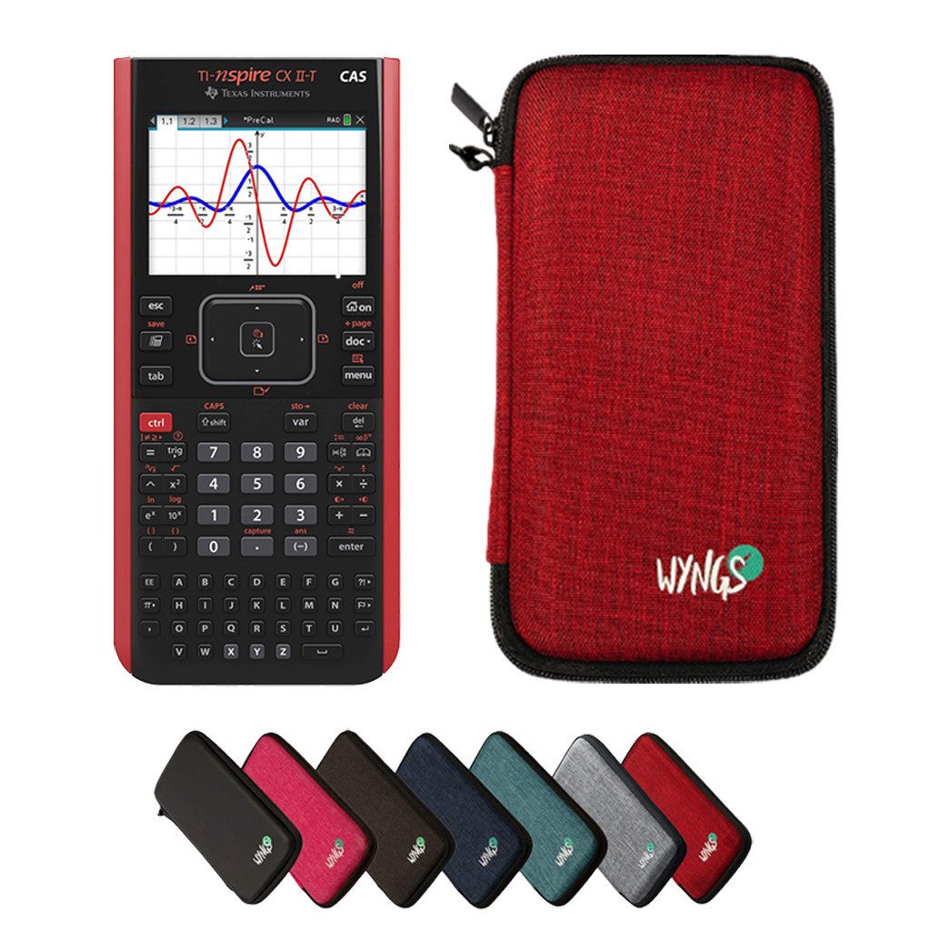 Texas Instruments Taschenrechner TI-Nspire CX II-T CAS inkl. WYNGS Schutztasche Rot