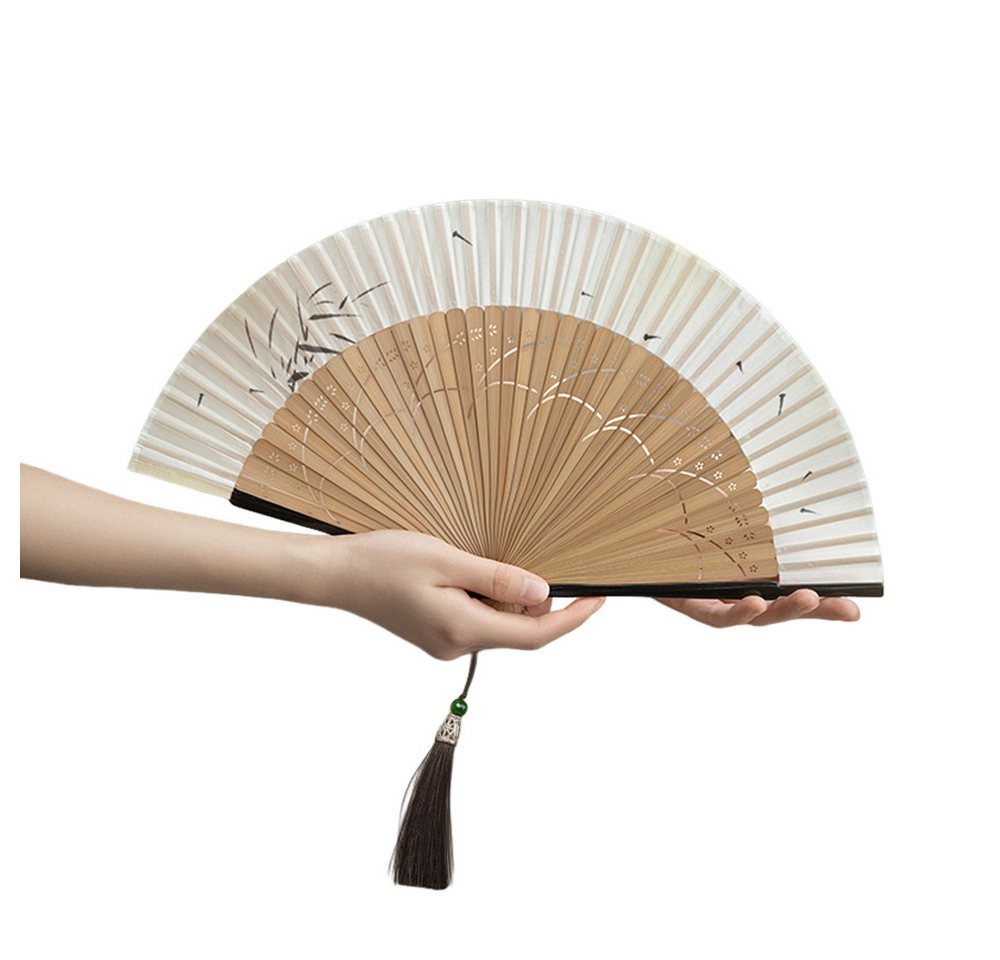 Bwecuy Handfächer Faltbare Fächer, Bambusfächer mit Quaste für Geburtstagsgeschenke, Tanzen, Cosplay, Hochzeit, Party, Requisiten-Dekoration