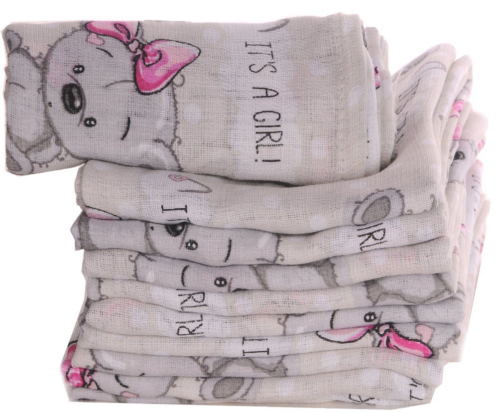 La Bortini Stoffwindeln 10er Pack Spucktücher Baby Mulltücher Mullwindeln Babytücher, aus reiner Baumwolle, große Packung