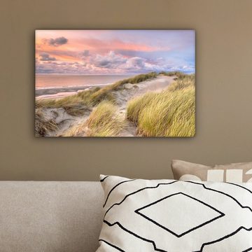 OneMillionCanvasses® Leinwandbild Strand - Meer - Düne - Sonnenuntergang, (1 St), Wandbild Leinwandbilder, Aufhängefertig, Wanddeko, 30x20 cm