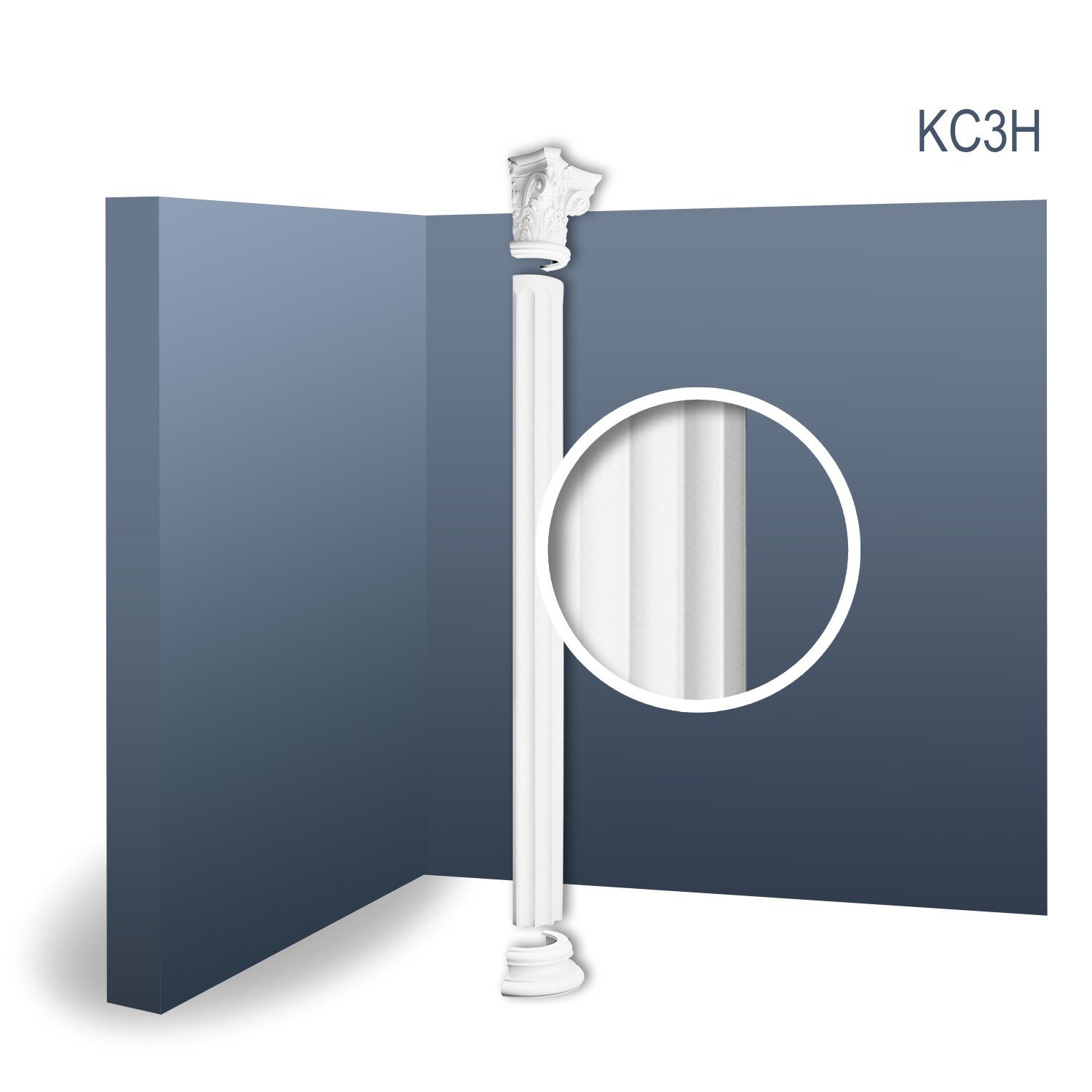 Orac Decor Wanddekoobjekt KC3H (Halbsäulen Komplett Set, 1 St., Set bestehend aus Kapitel, Schaft und Sockel, 3 tlg., Länge ca. 2,41 m), weiß, vorgrundiert, Stil: Korinthisch