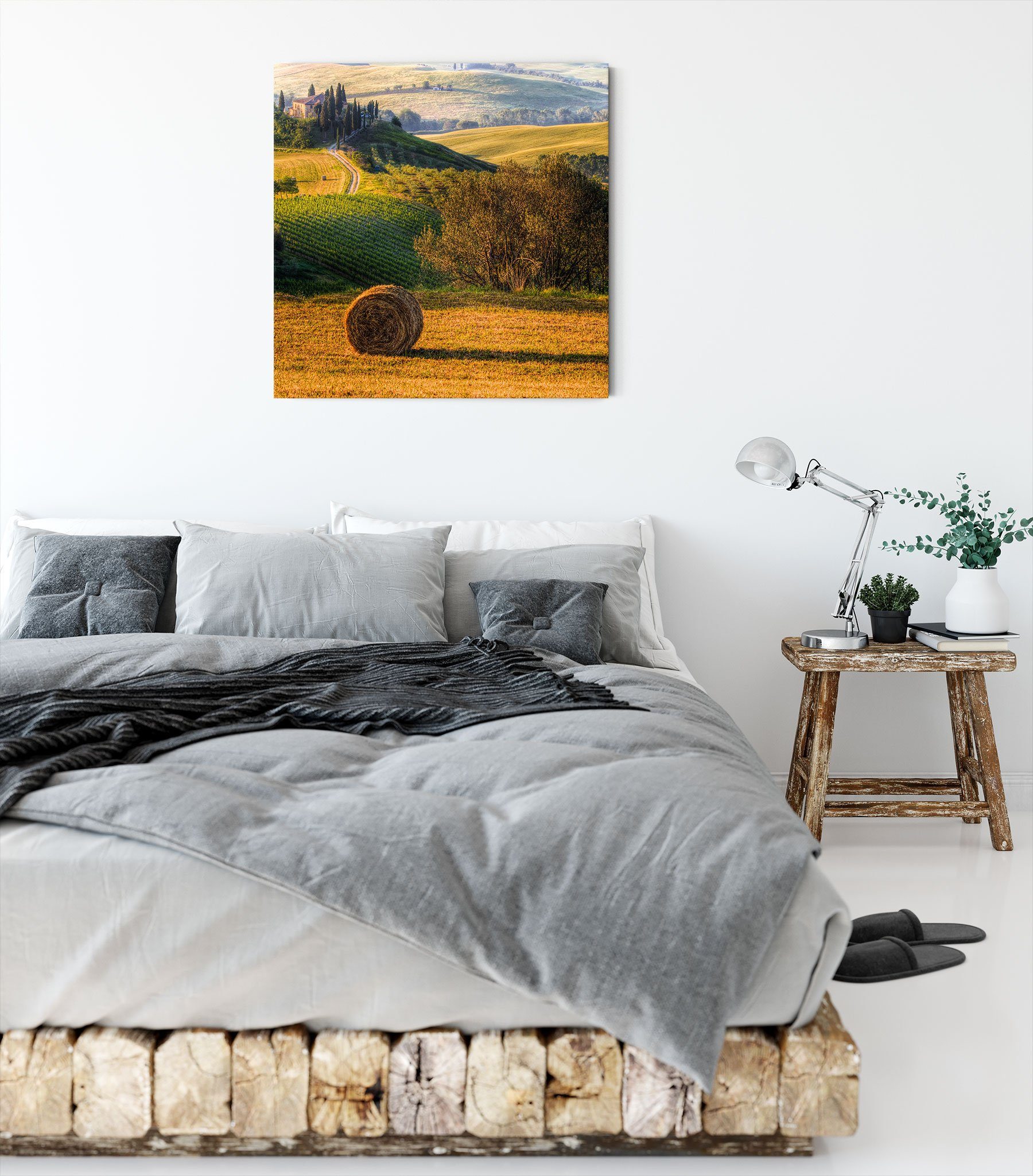 Pixxprint Landschaft, Italienische fertig Italienische Landschaft Leinwandbild Toskana bespannt, Toskana inkl. Zackenaufhänger Leinwandbild (1 St),