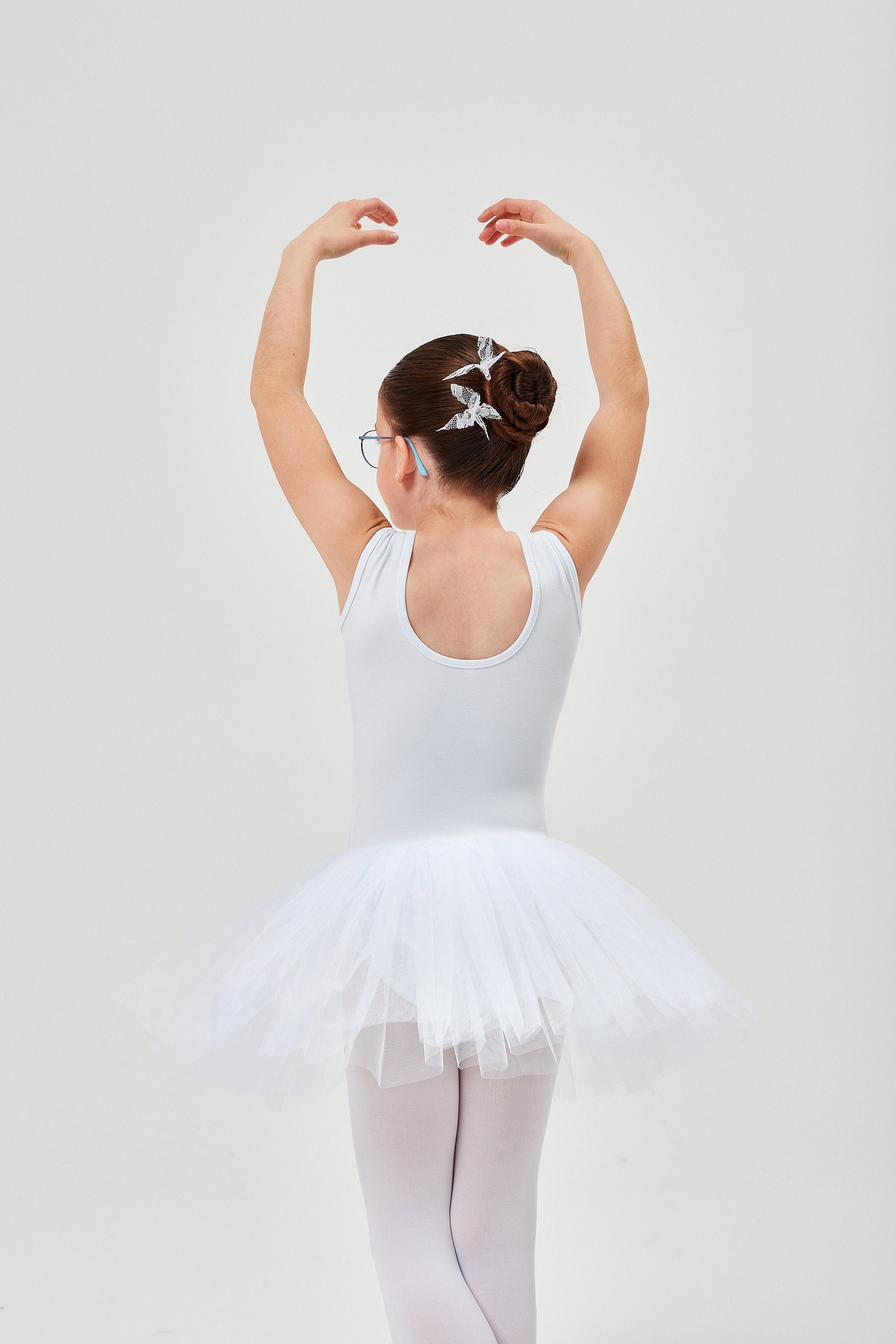 tanzmuster Tüllkleid Ballett Tutu mit Tüllrock, Mädchen aus langem mit weicher Spitzeneinsatz Baumwolle für weiß Ballettkleid