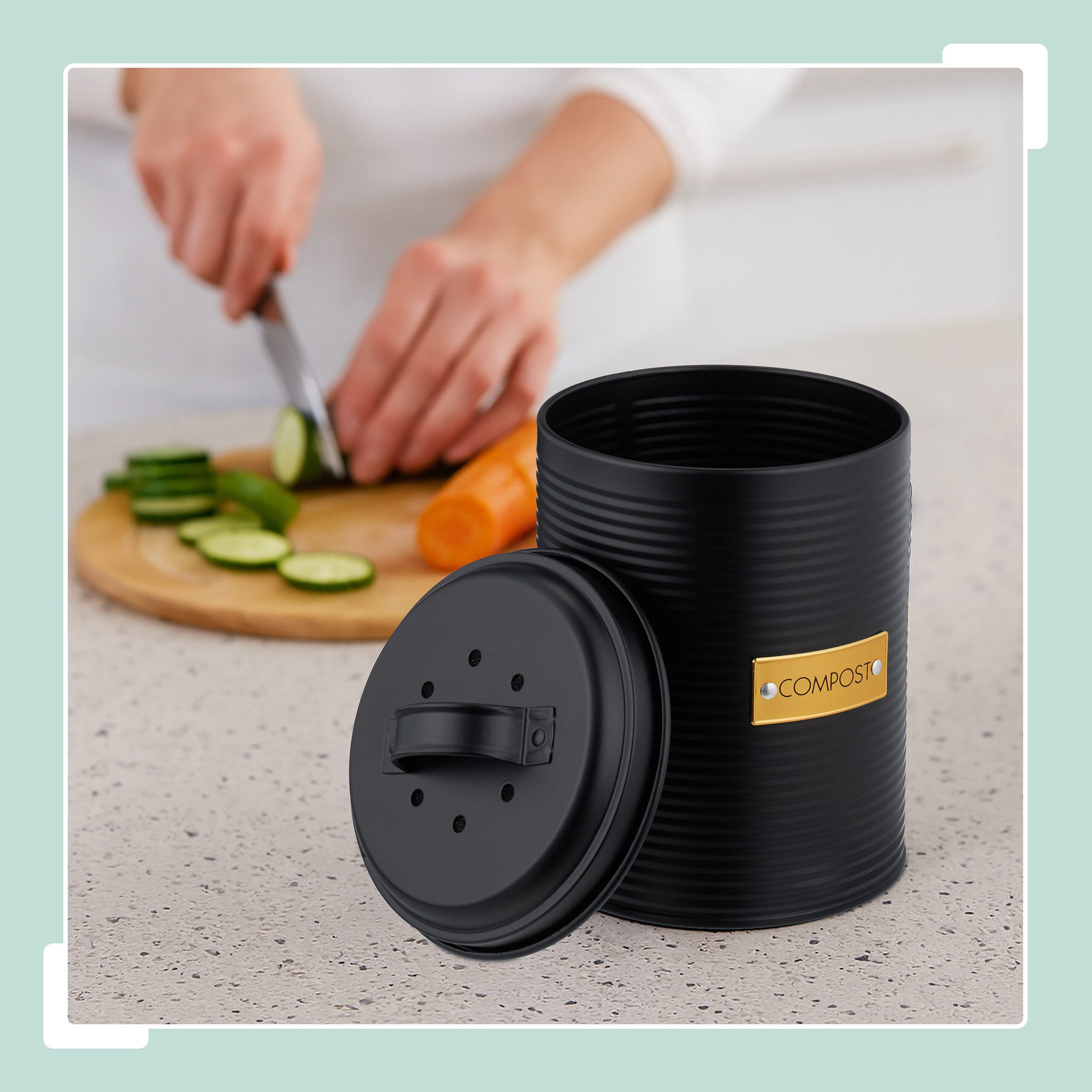 relaxdays Biomülleimer Komposteimer mit Geruchsfilter 2,5 Liter