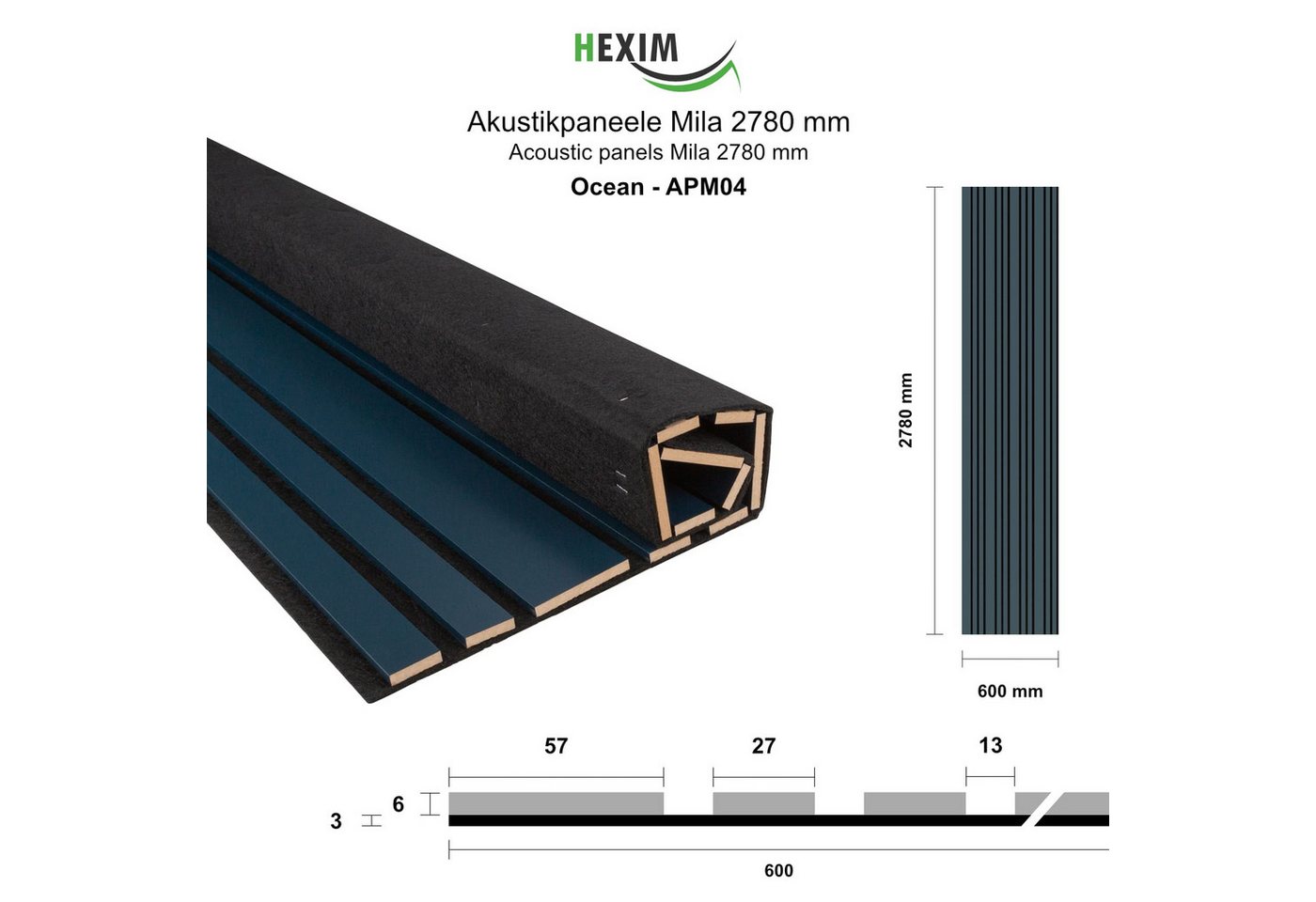 Thumbnail - Hexim Wandpaneel, (Akustikpaneele Holz 278x60cm Mila - flexible Holzpaneele 2er Set (3,34m) Wanddeko Wand Kombipaneel Wa...