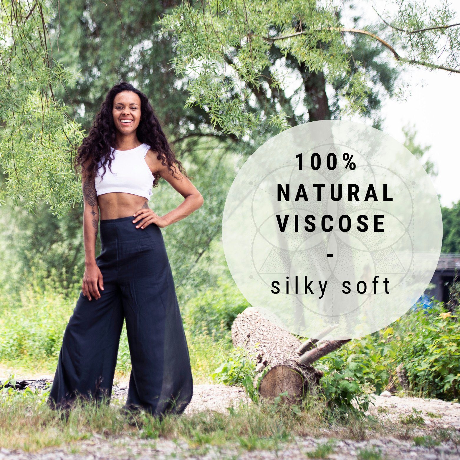 PANASIAM Palazzohose Sunshine Pants Wickelhose einfarbig – natürliche Viskose Palazzohose langer Boho Hosenrock Haremshose Pareo Hose