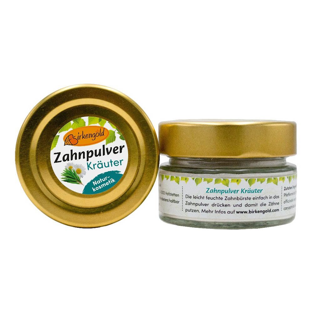 Birkengold Zahnpasta Zahnpulver - Kräuter Glas 30g