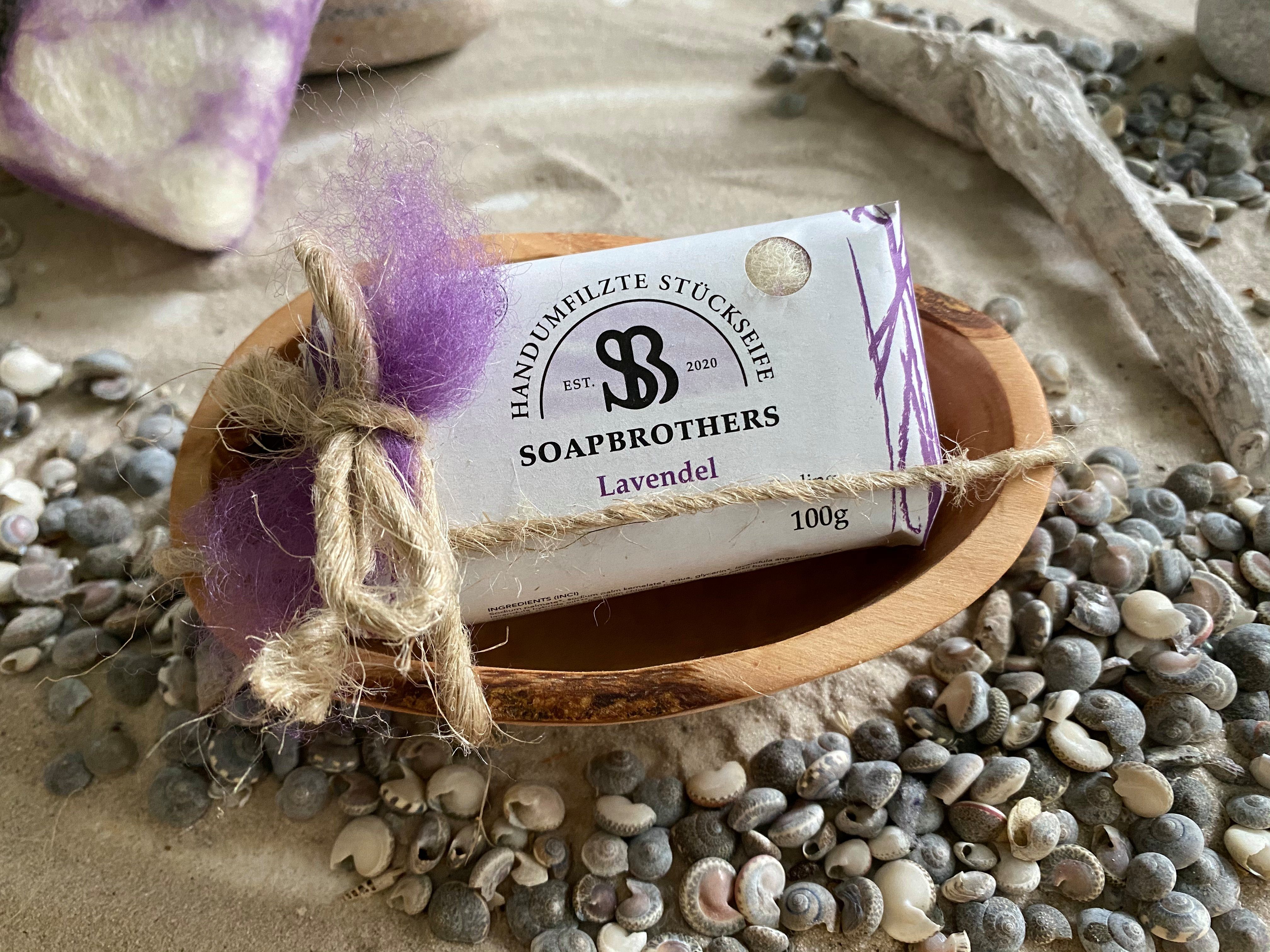 Soapbrothers Seifen-Set Geschenk-Box Naturkosmetik und Olivenholzseifenschale 8 versch. Düfte, 2-tlg., Naturkosmetik