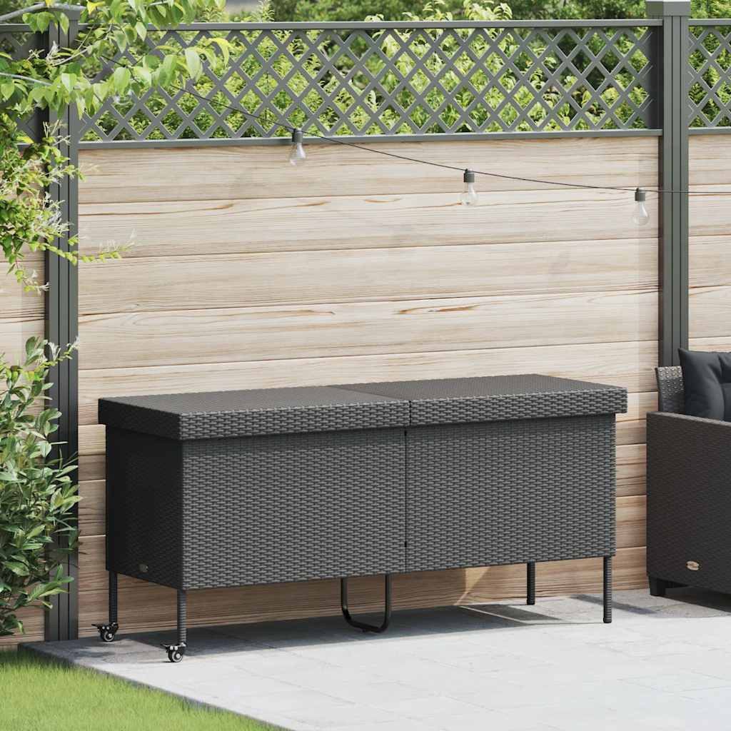 vidaXL Gartenbox Gartentruhe mit Rollen Schwarz günstig online kaufen