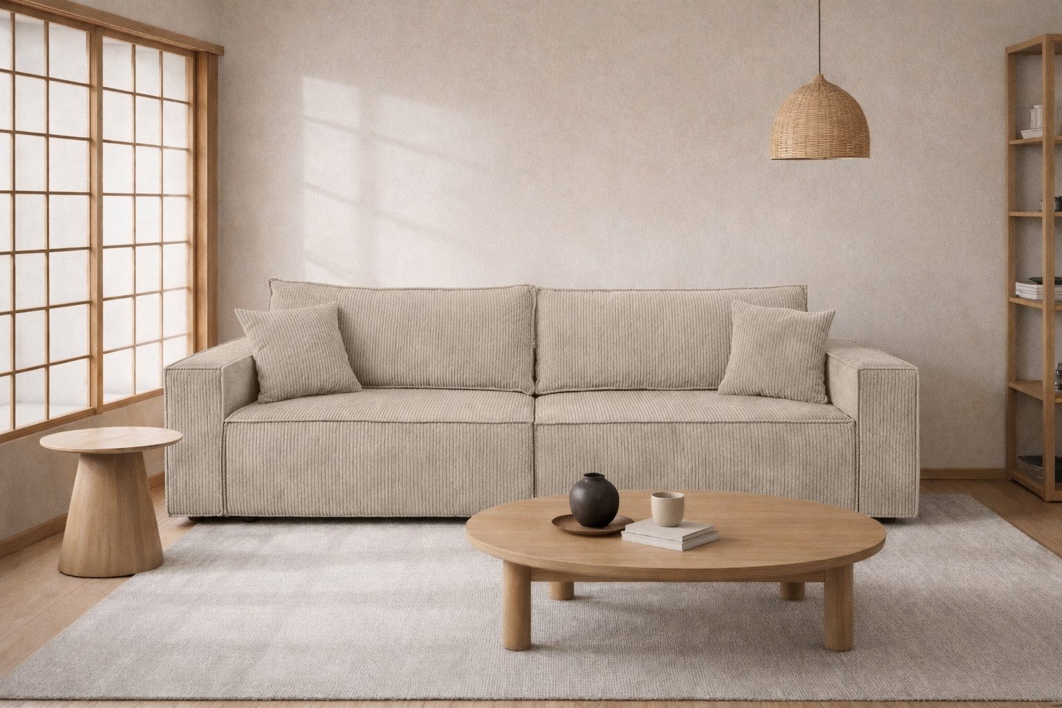 Kaiser Möbel Schlafsofa Sofa mit Schlaffunktion und Bettkasten Cordstoff Poso, BEST SCORNER, Für täglichen Schlaf geeignet