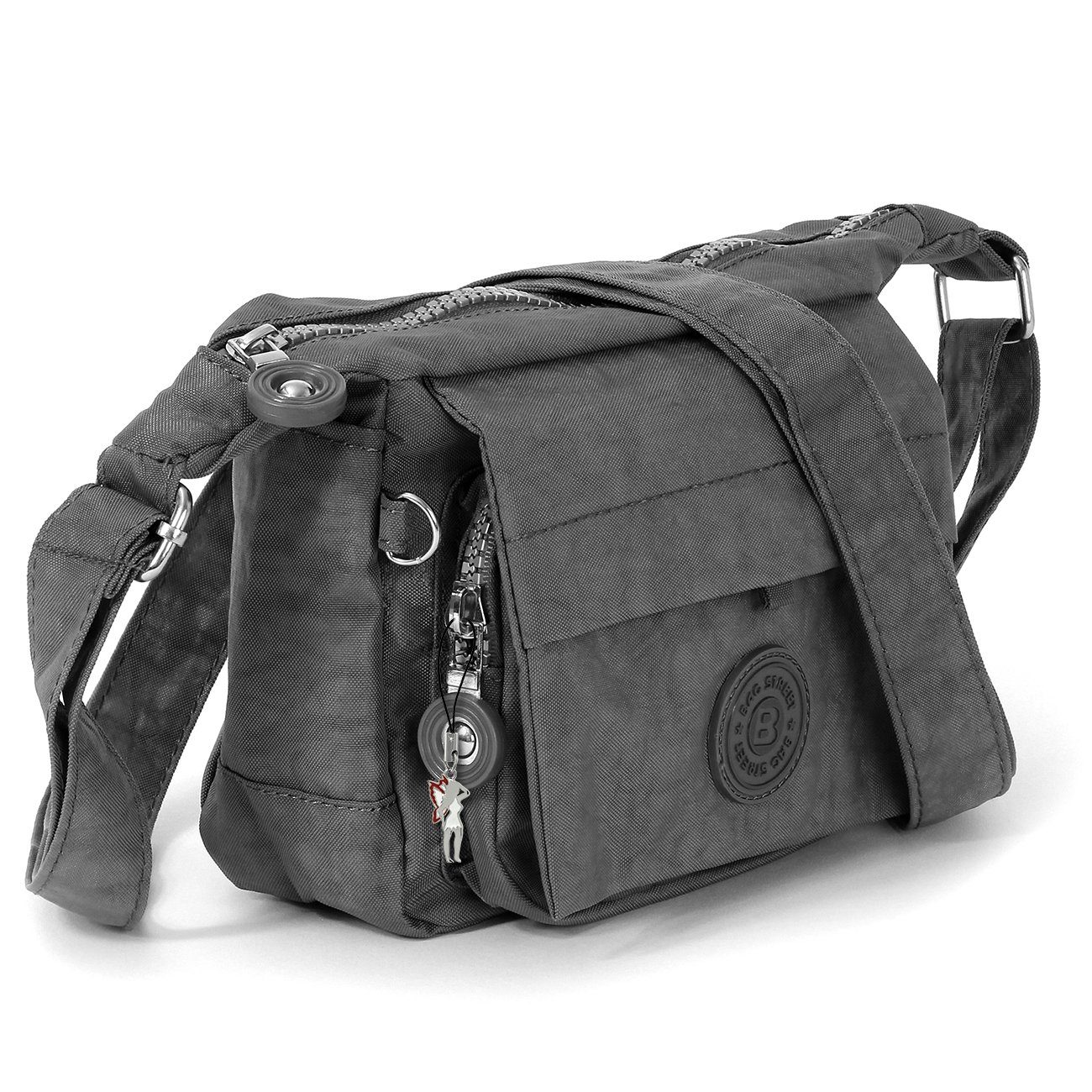 BAG STREET Handtasche Bag Street Damen Handtasche Abendtasche (Handtasche), Damen, Jugend Tasche aus Crinkle Nylon in grau, ca. 17cm Breite