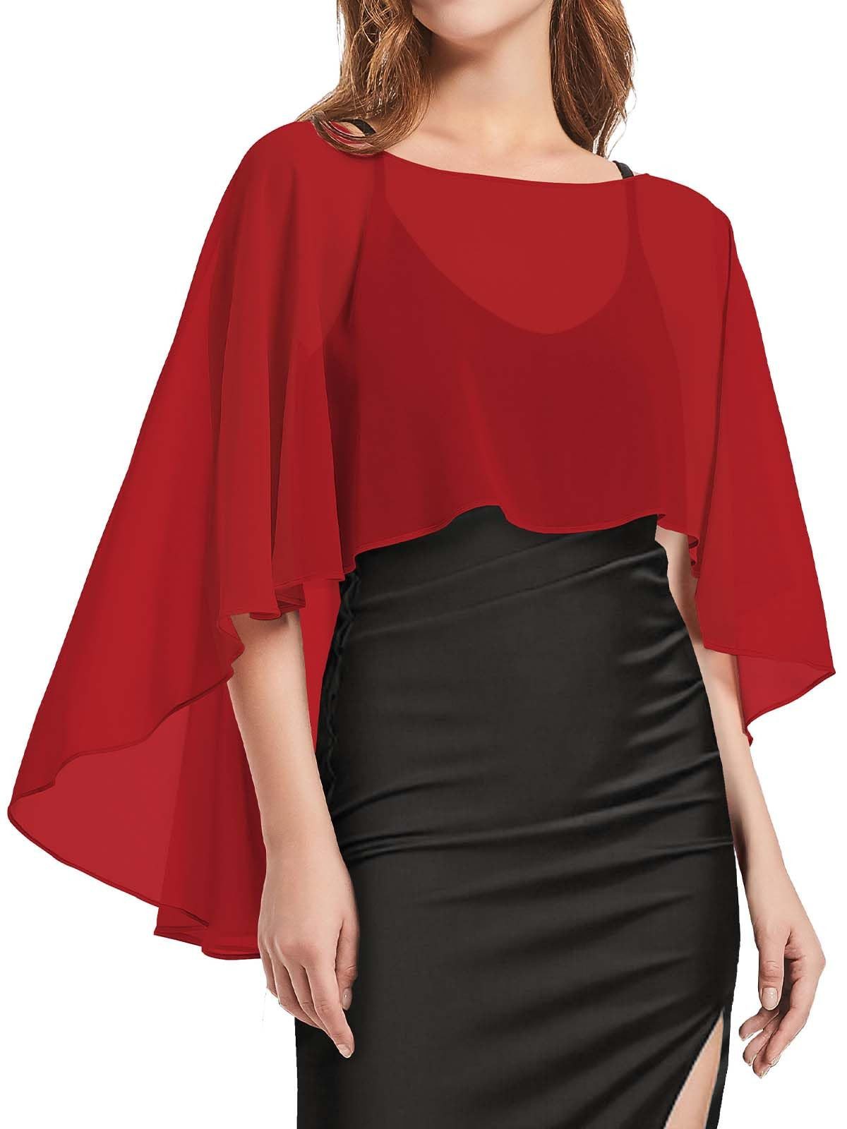 nsihing Bolero Damen Chiffon Cape Schals für Hochzeitskleider Elegantes Bankett Capelets für Hochzeit Braut Abendkleid Brautkleid Sommer