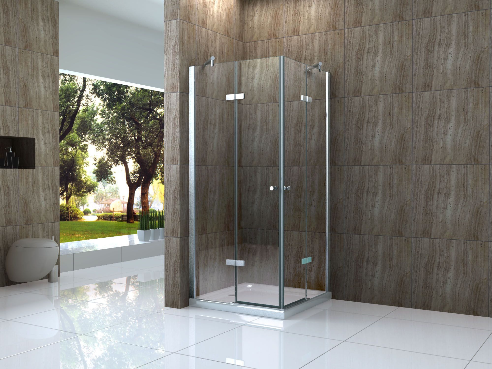 MONETT Eckeinstieg-Duschkabine – 90x75x180 Cm, 8 Mm ESG-Sicherheitsglas, Ohne Duschtasse
