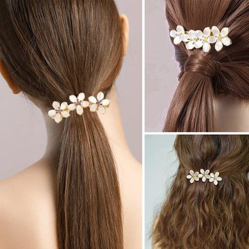 Silberstern Haarnadel 3er-Pack Haarspangen mit Opalblüten-Strasssteinen für Damen, 3-tlg., Französische Haarnadel mit Federverschluss, Brautperlen-Haarschmuck