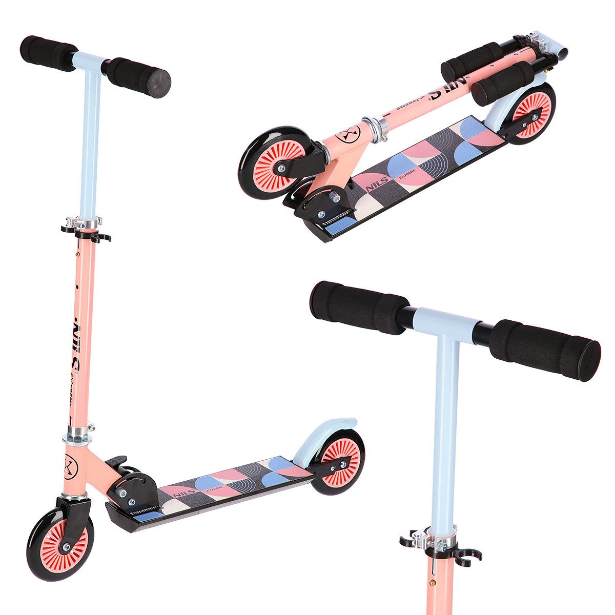 Cityroller Tretroller Scooter Roller Hellblau Rosa