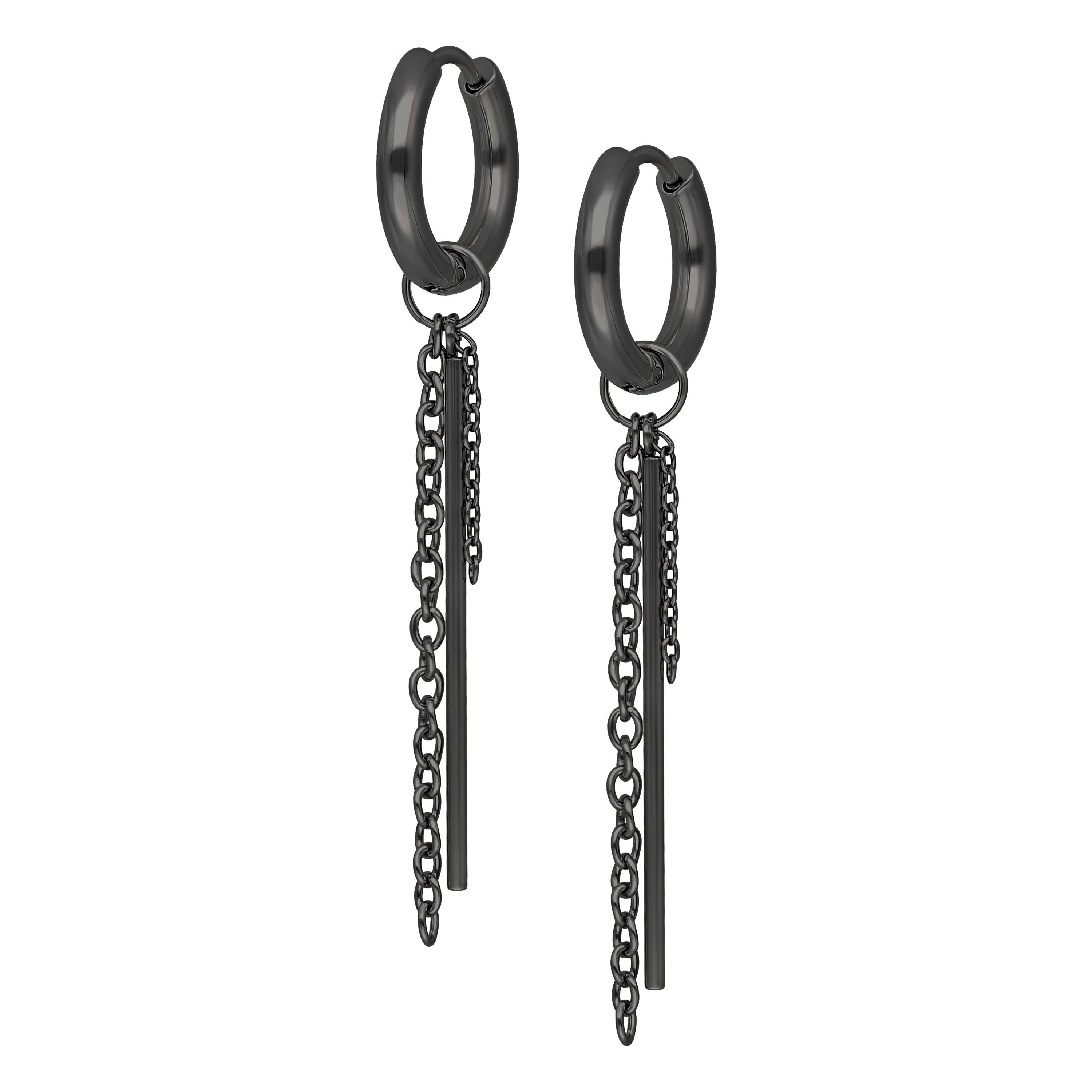 Wildcat Paar Ohrhänger Little Bar Chain Hoops, wasserfest, langlebig, hautverträglich