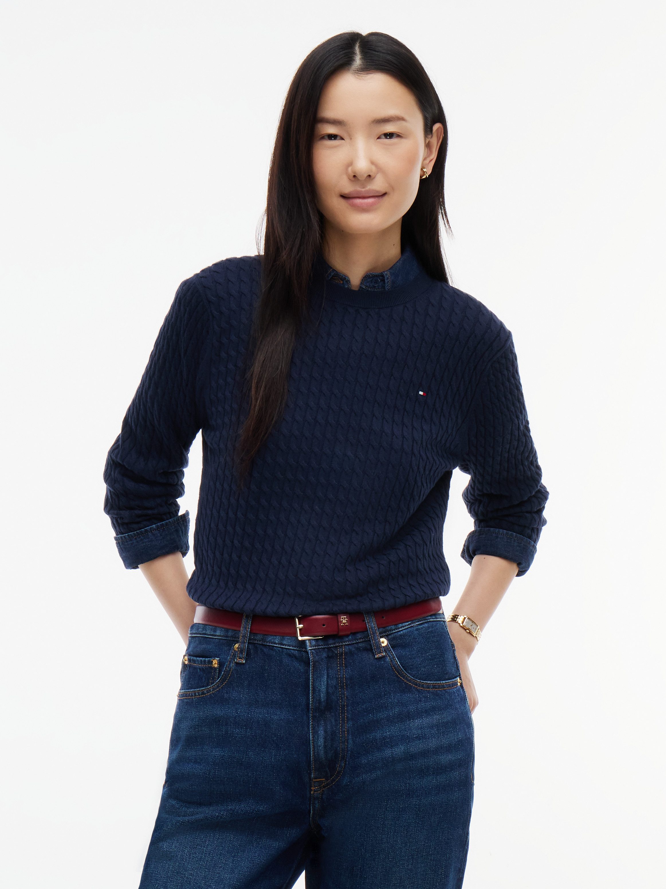 Rundhalspullover CO CABLE C-NK LS SWEATER