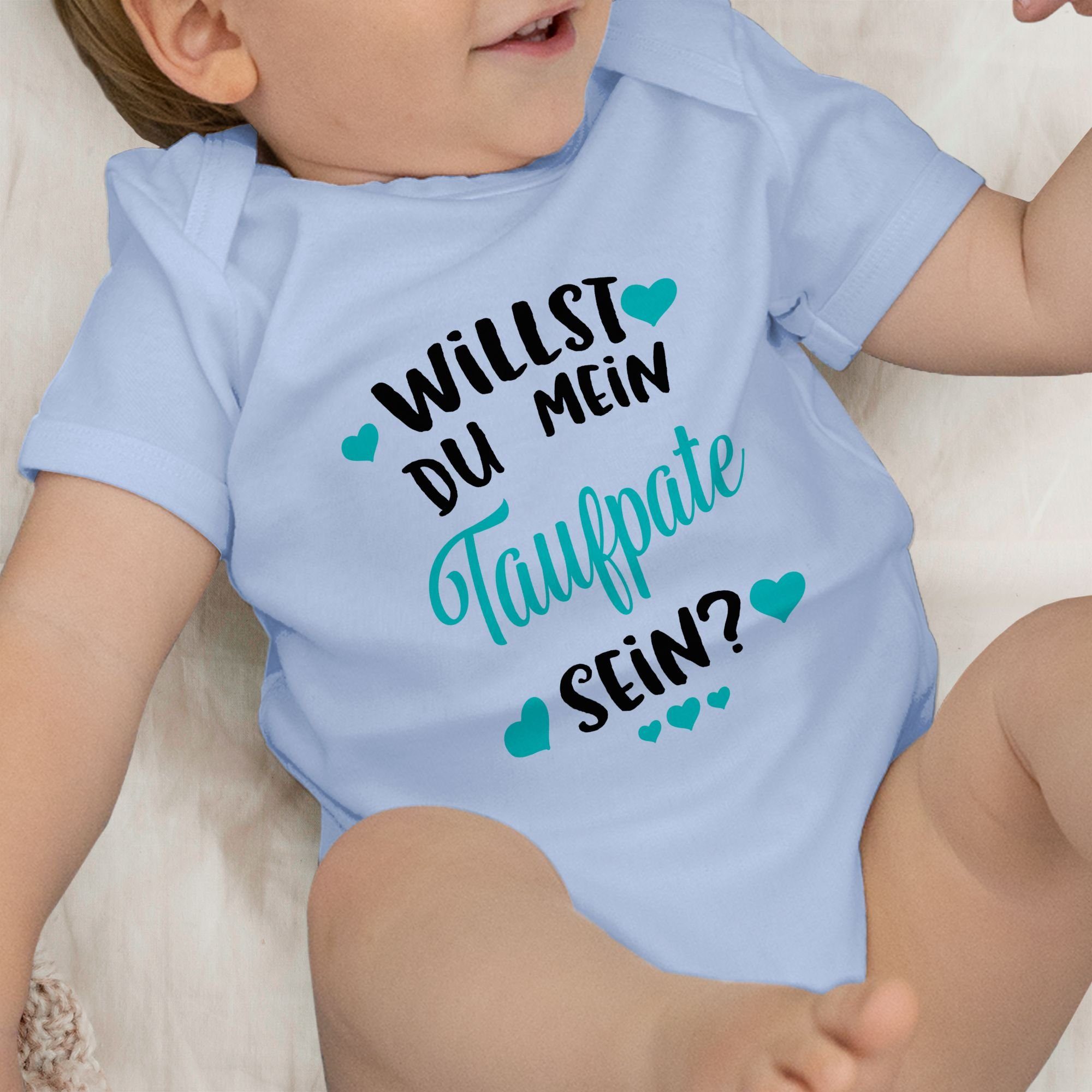 3 sein? Willst Taufpate Patenonkel Baby du Shirtracer türkis - mein Babyblau Shirtbody