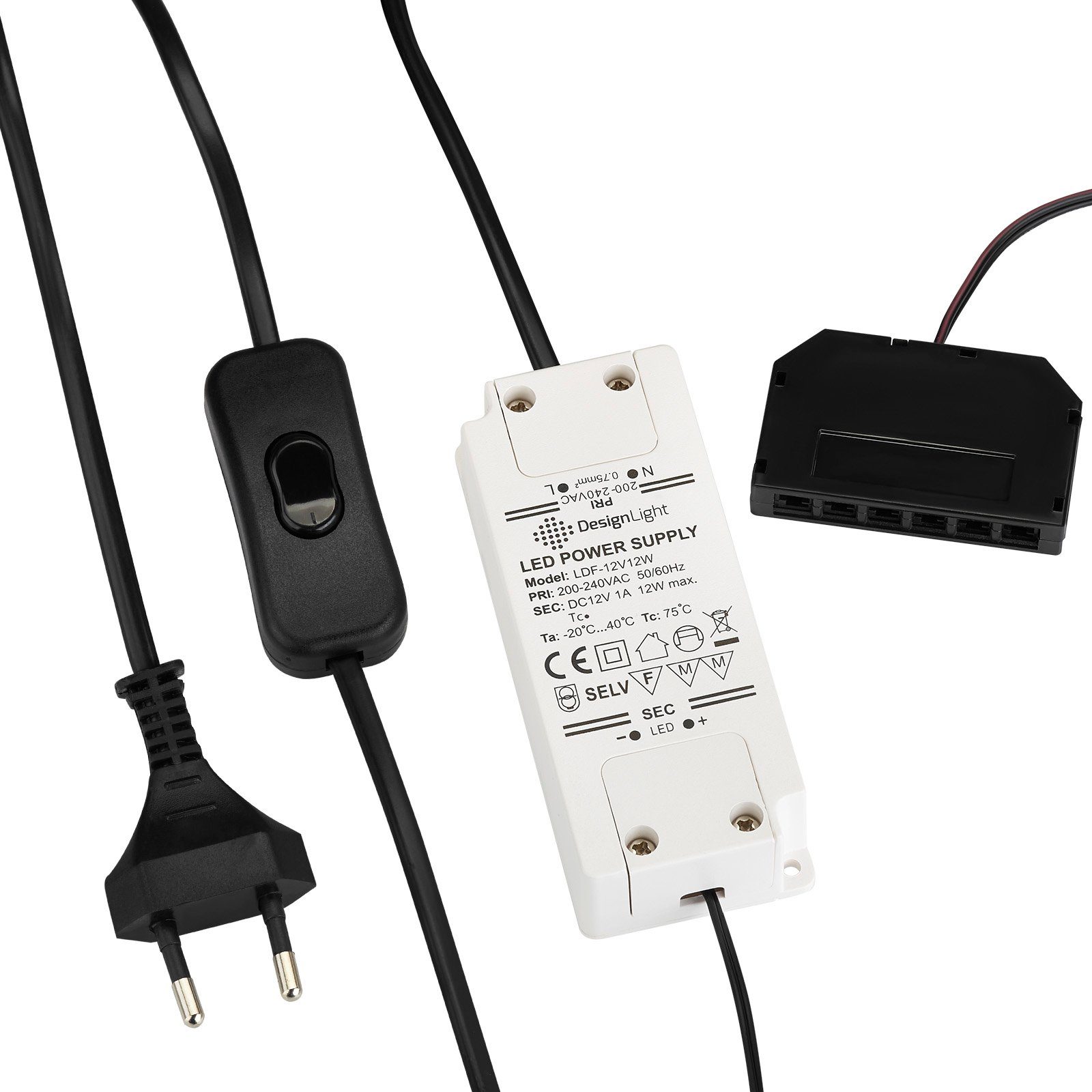 Transformator 12V / 6, 12W mit Schiebeschalter LED Trafo